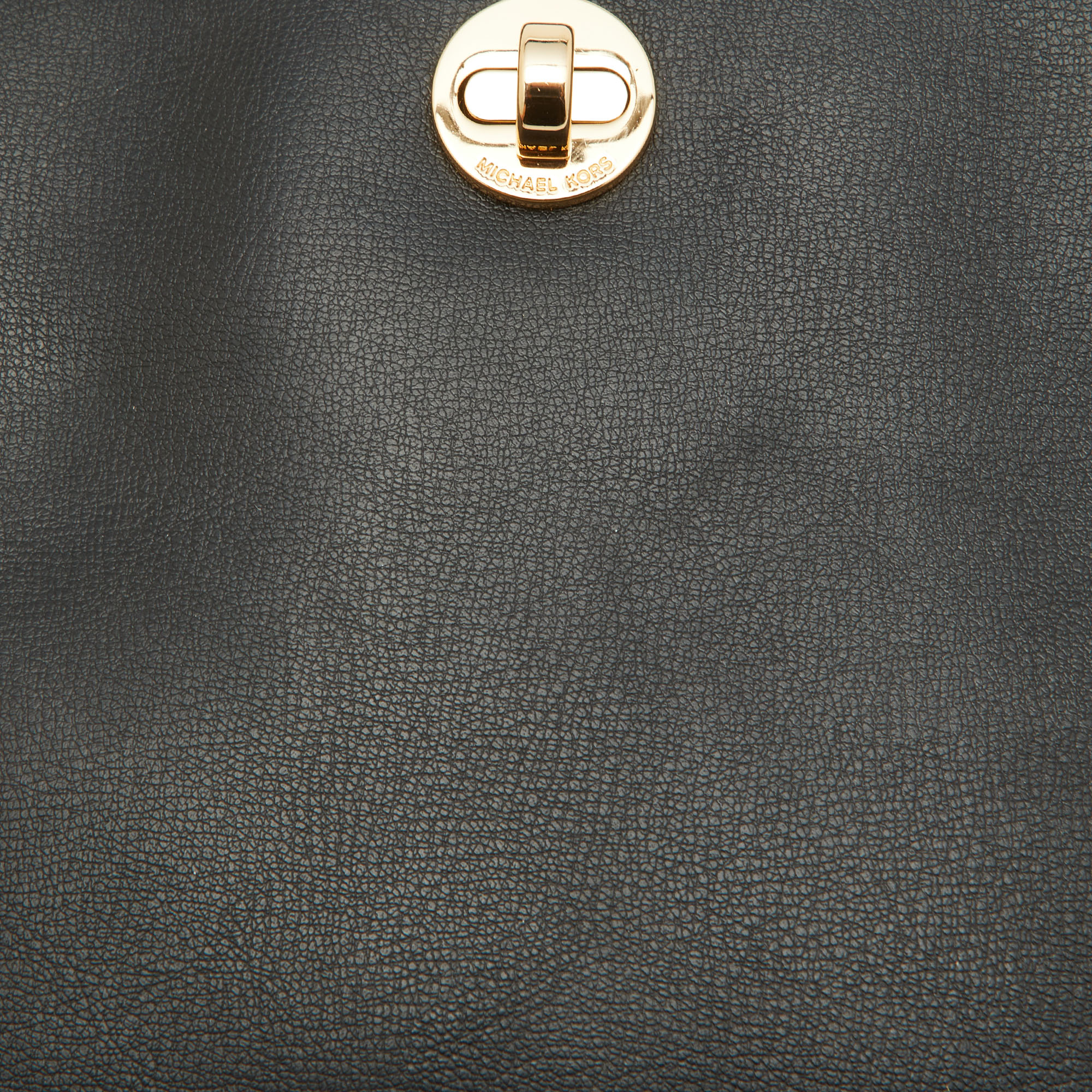 Michael Korse Black Leather Turnlock Crossbody Bag