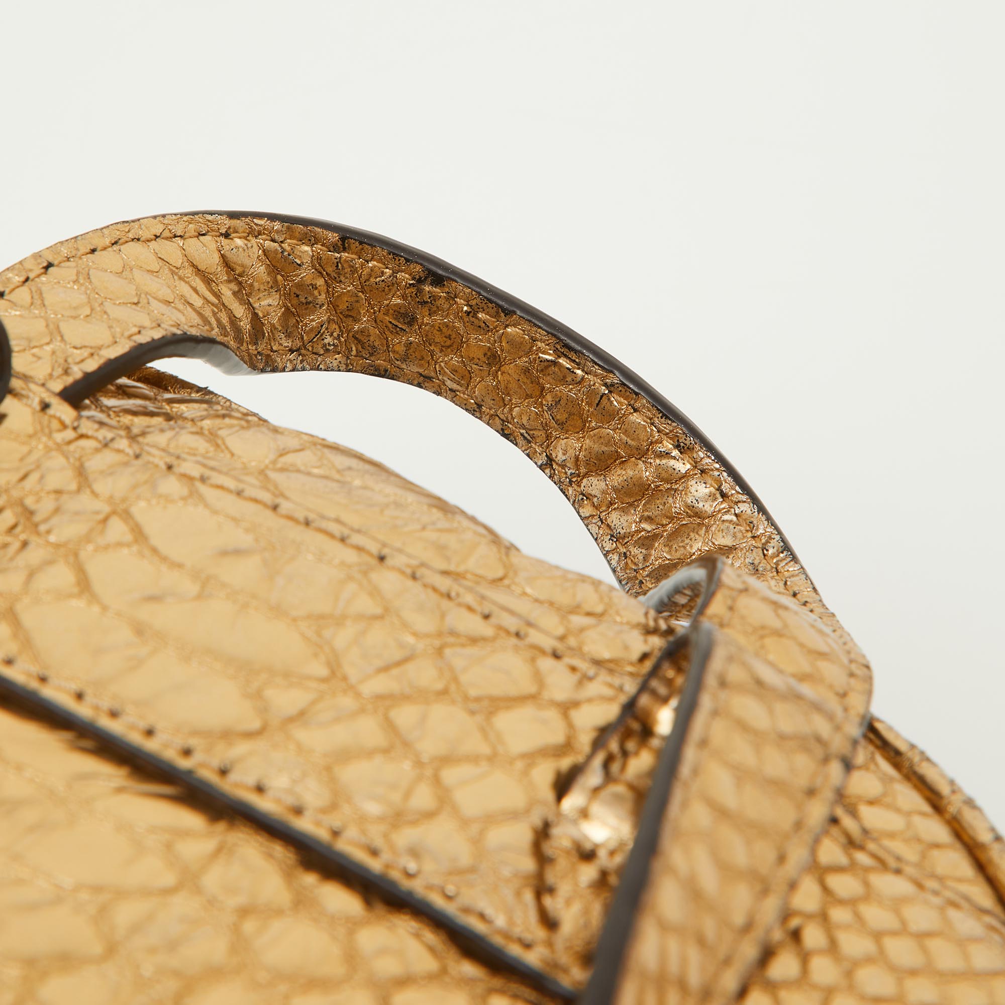 Michael Kors Metallic Gold Python Embossed Leather Small Rhea Backpack