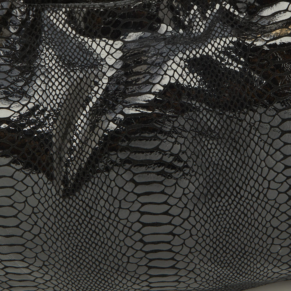 MICHAEL Michael Kors Black Snakeskin Embossed Leather Fulton Slouchy Hobo