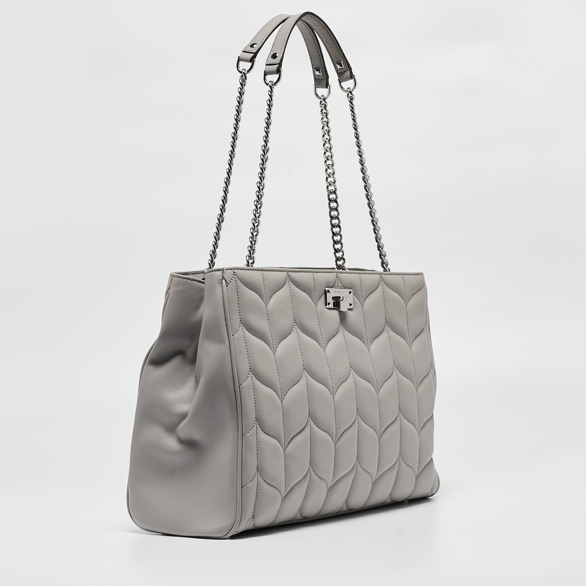 Michael Kors Grey Quilted Leather Peyton Large Convertible Tote