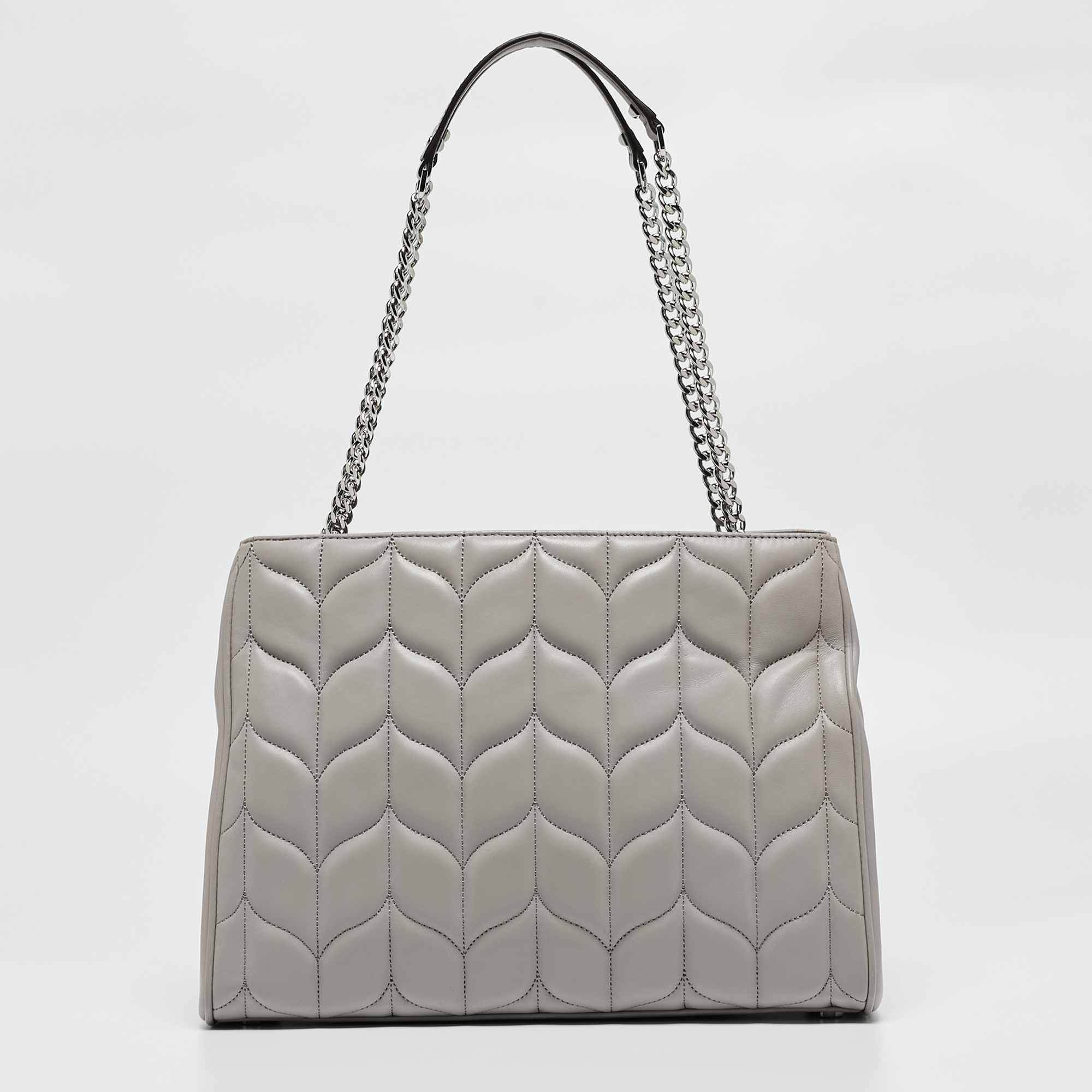 Michael Kors Grey Quilted Leather Peyton Large Convertible Tote