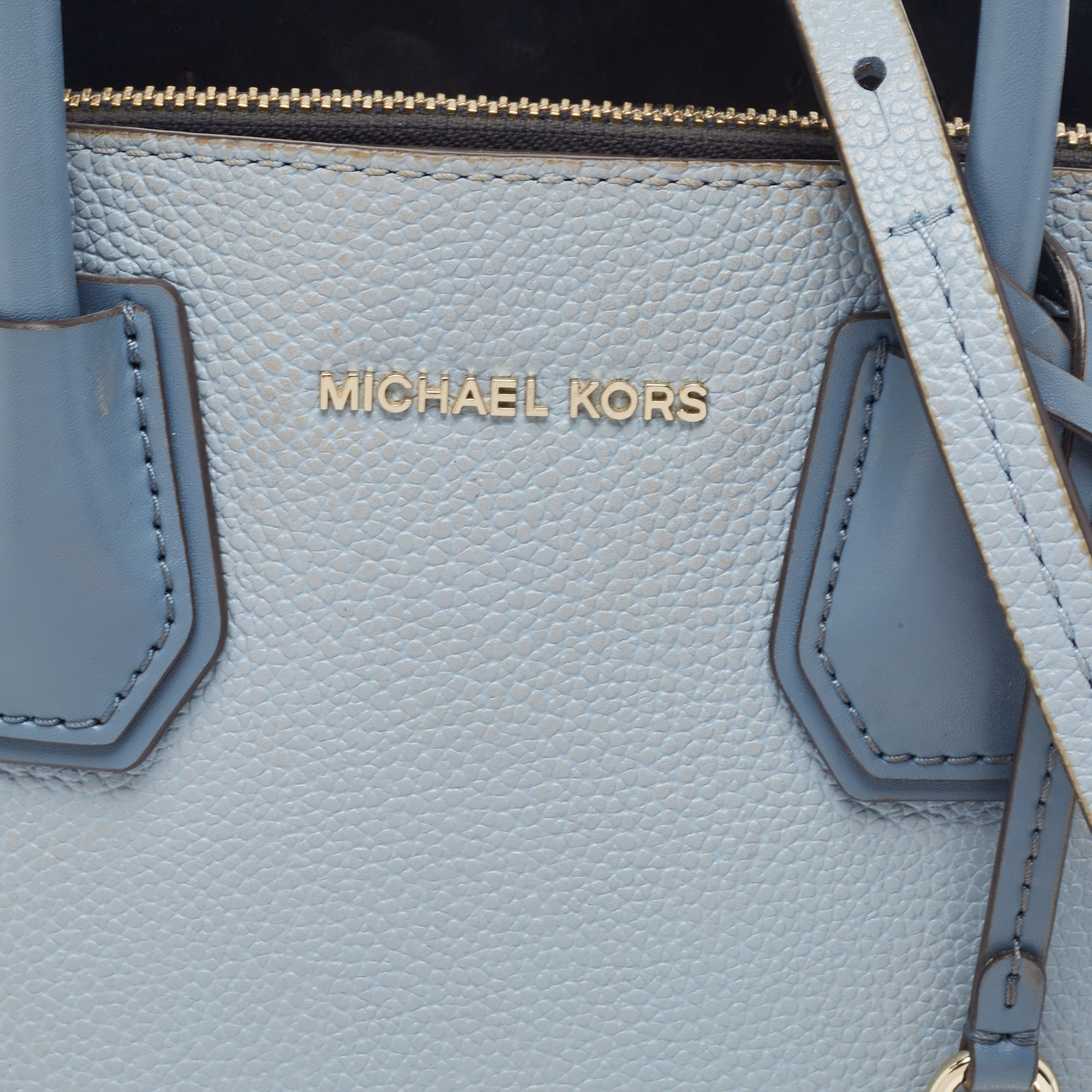 Michael Kors Grey/Blue Leather Mercer Satchel