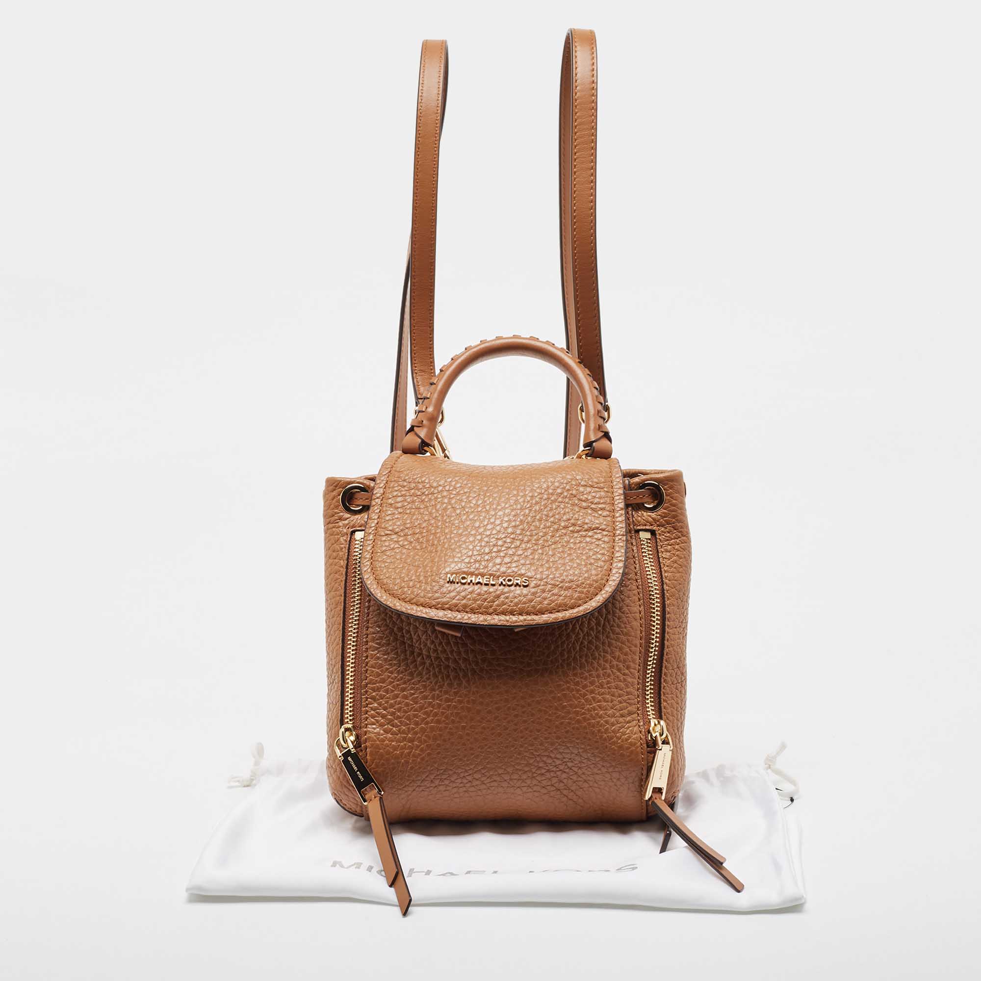 Michael Kors Brown Leather Extra Small Viv Backpack