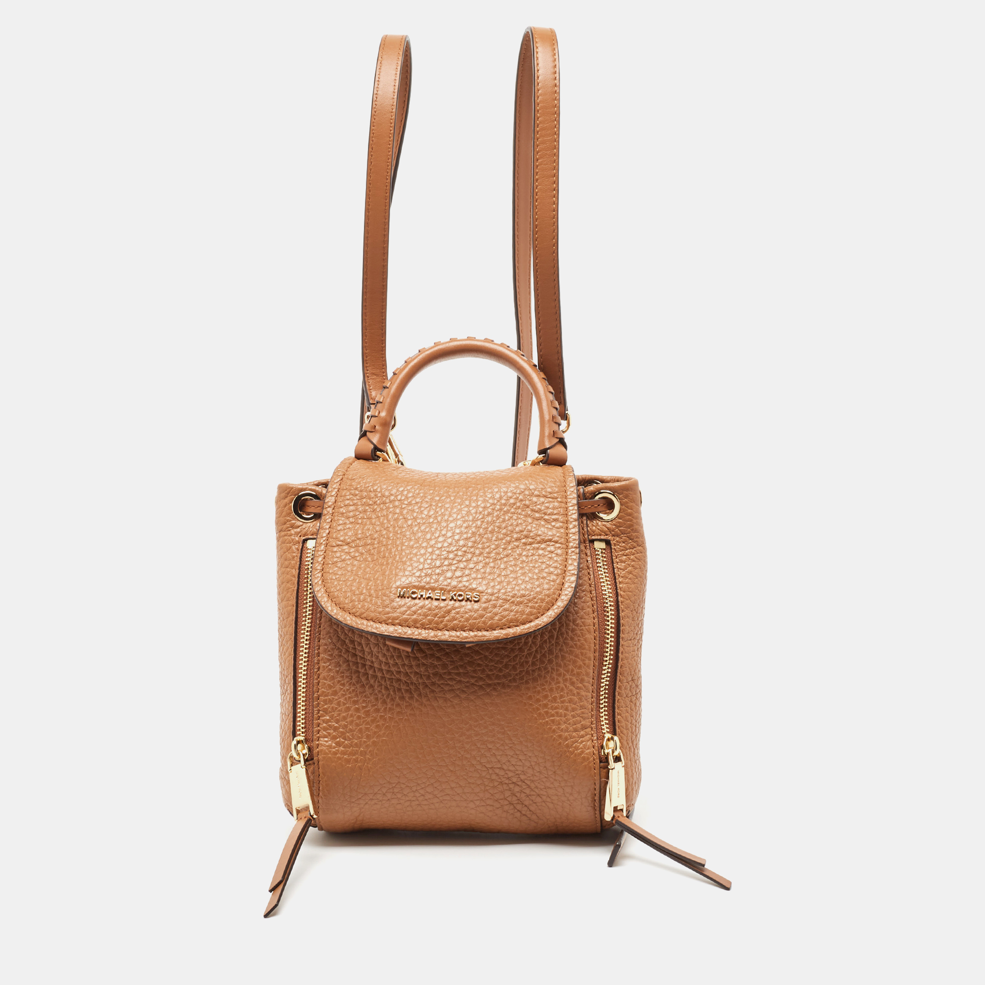 Michael Kors Brown Leather Extra Small Viv Backpack