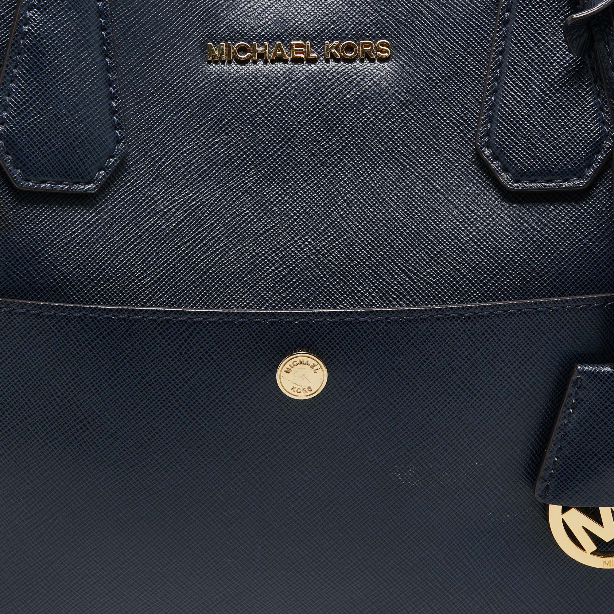 Michael Kors Navy Blue Leather Front Pocket Tote
