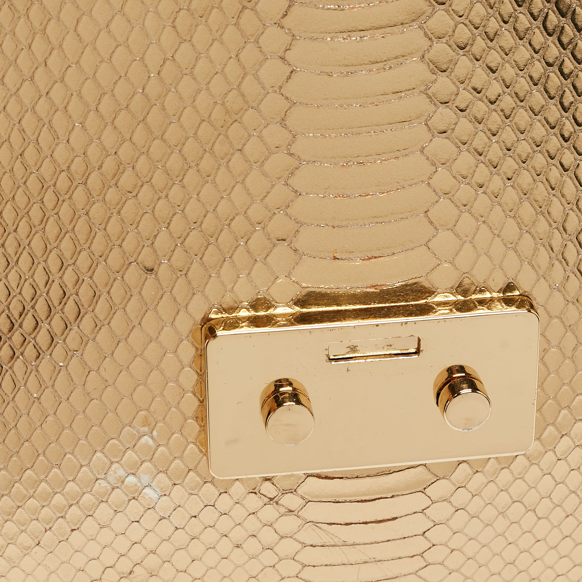 Michael Kors Gold Python Embossed Leather Piper Shoulder Bag