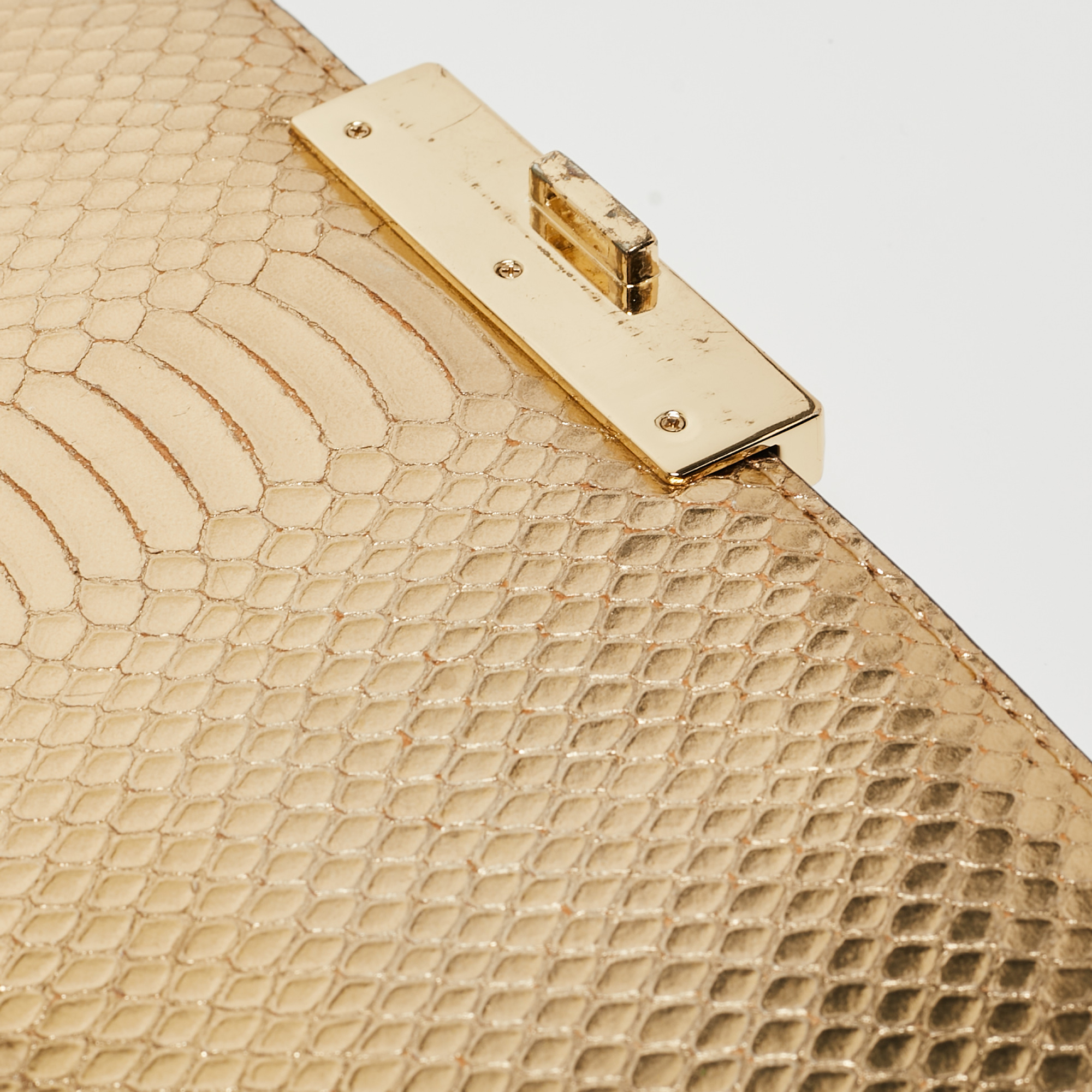 Michael Kors Gold Python Embossed Leather Piper Shoulder Bag