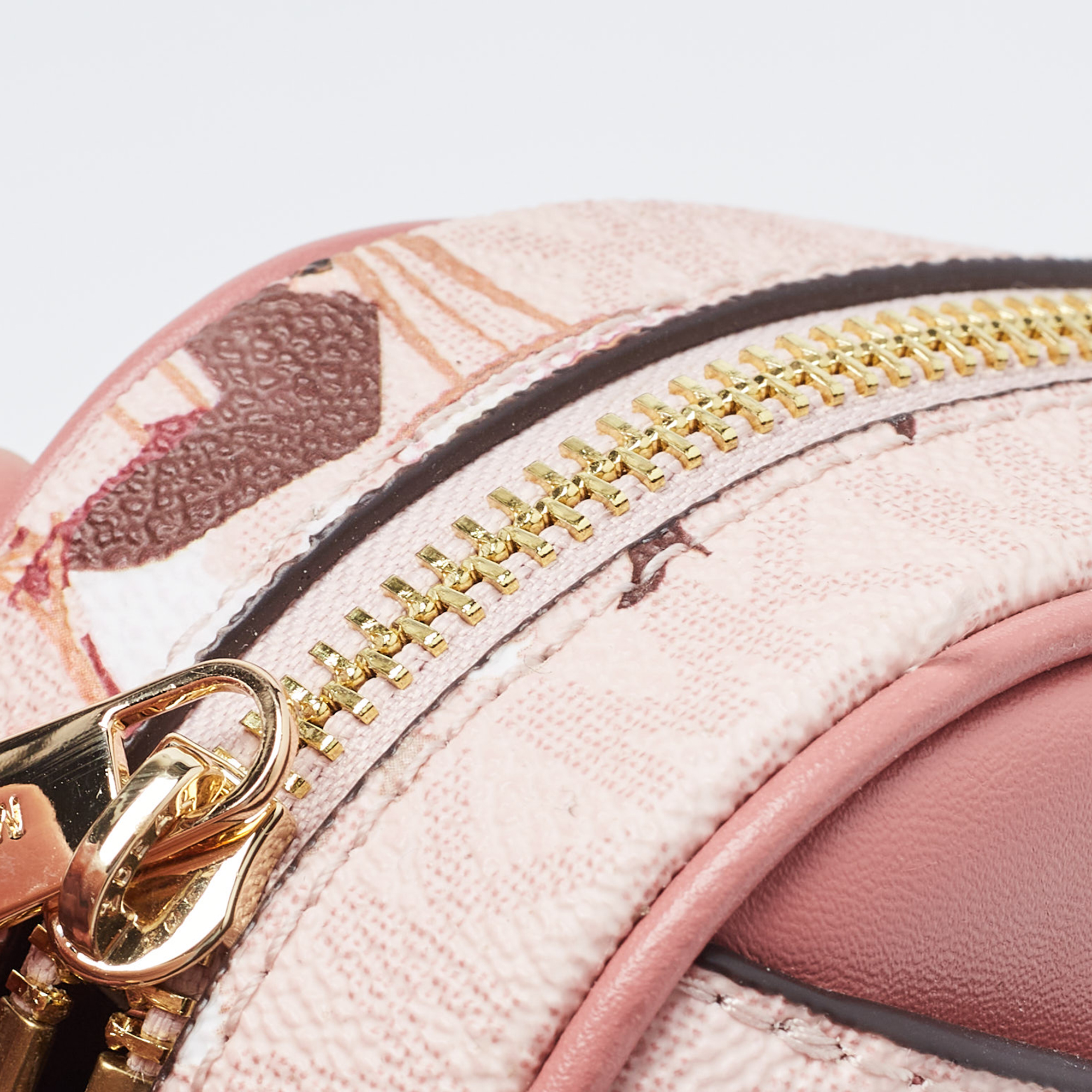 Michael Kors Pink Coated Canvas And Leather East West Jet Set Milan Edition Zip Chain Crossbody Bag