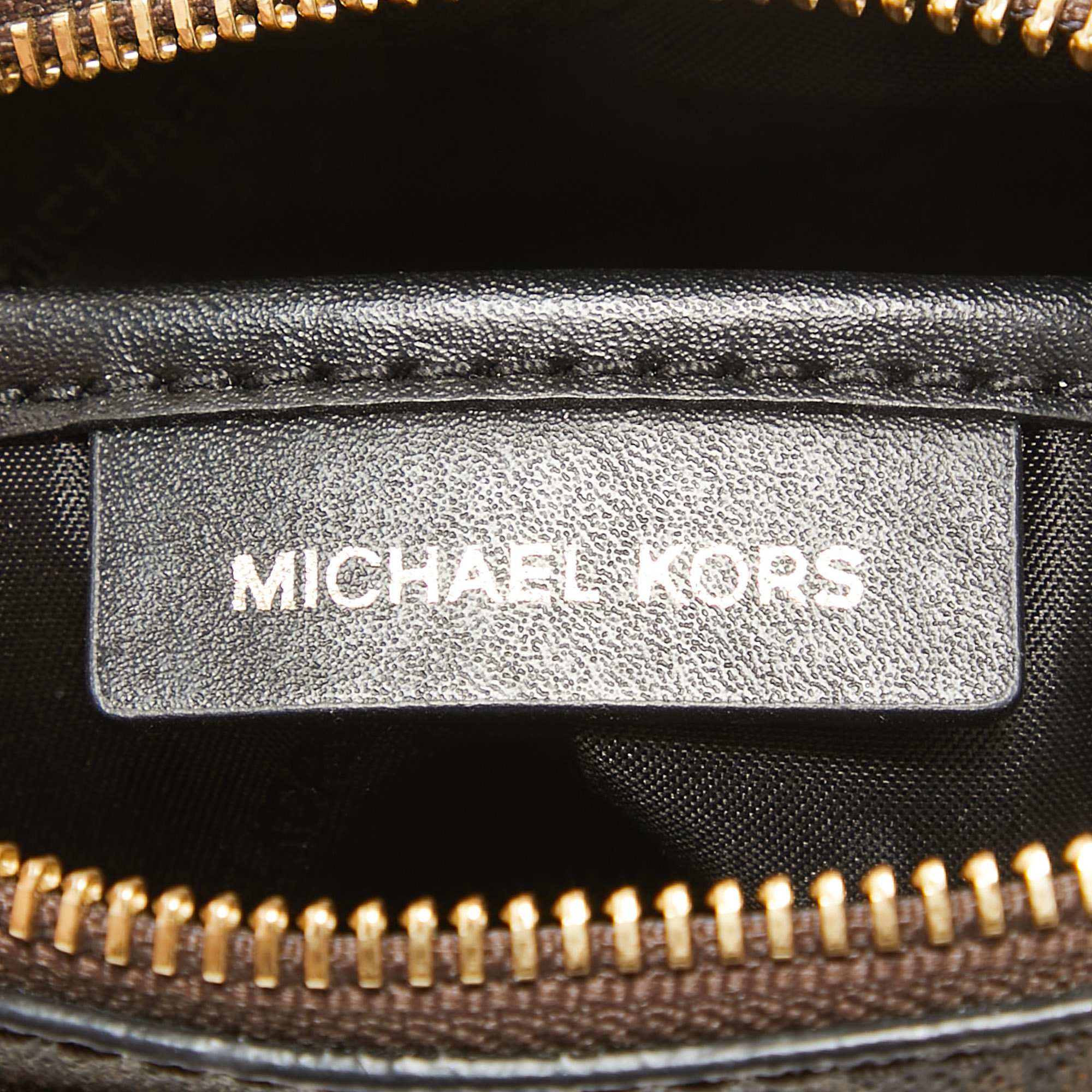 Michael Kors Brown/Black Signature Coated Canvas And Leather Top Handle Bag