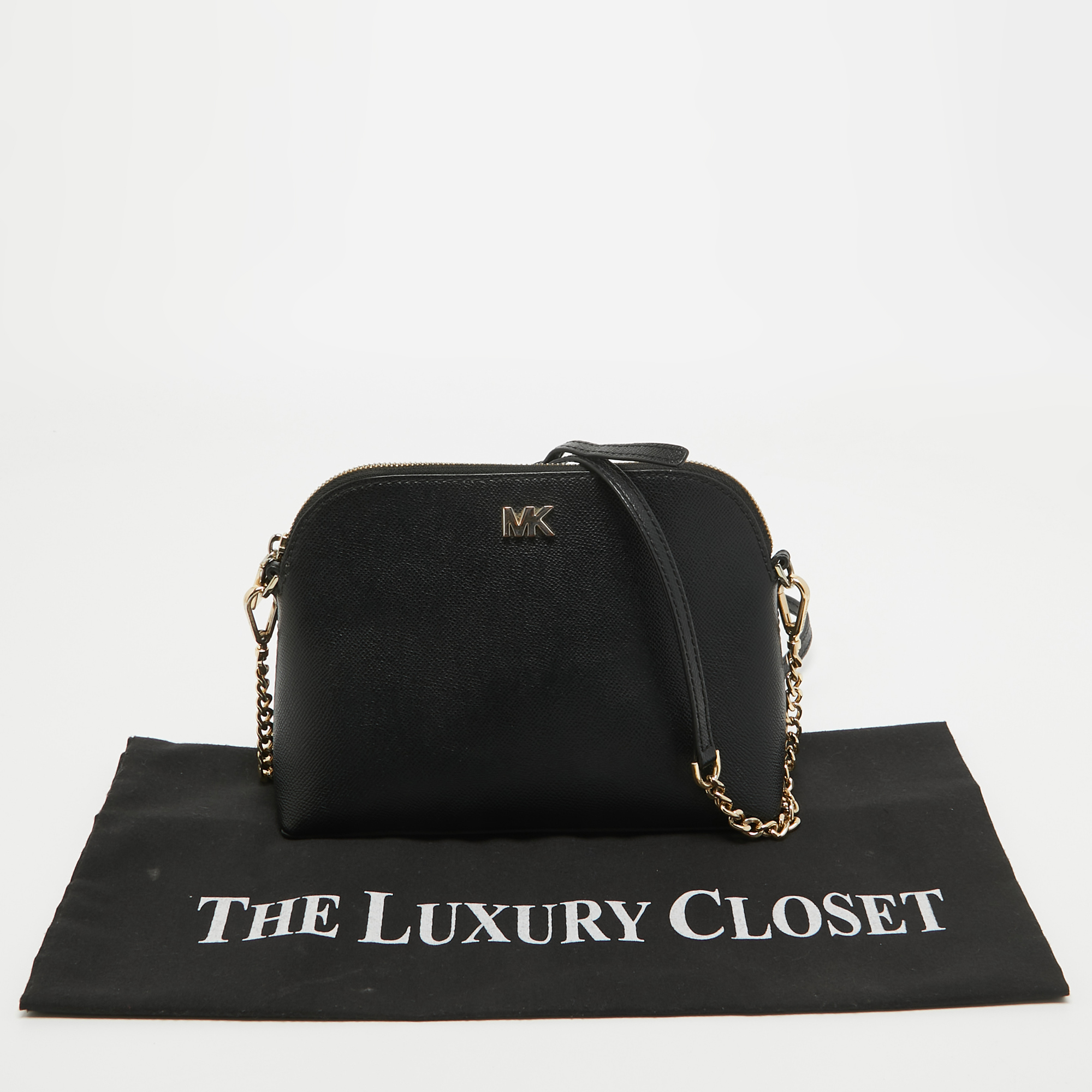 Michael Kors Black Leather Dome Crossbody Bag