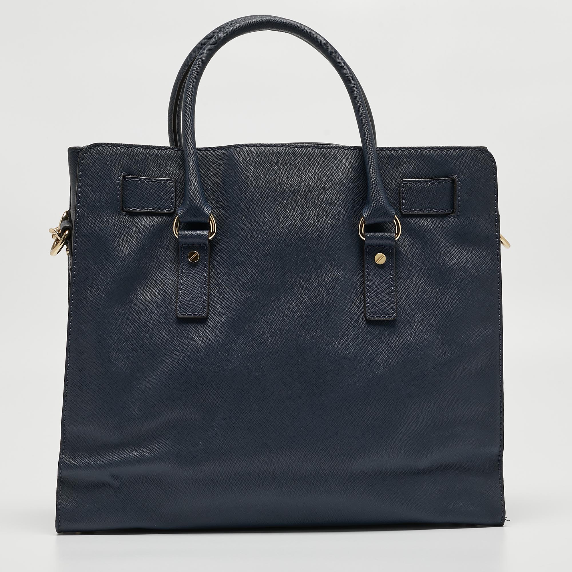 MICHAEL Michael Kors Navy Blue Leather Large Hamilton North South Tote