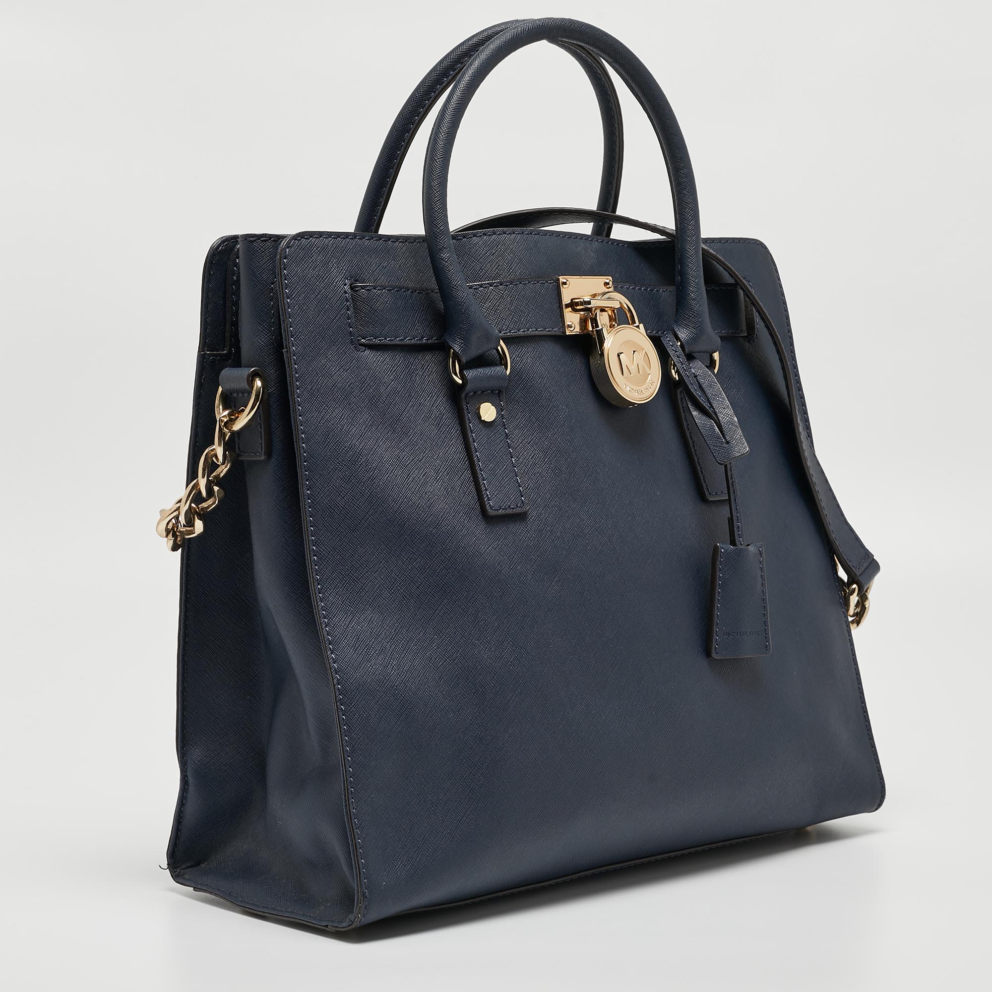 MICHAEL Michael Kors Navy Blue Leather Large Hamilton North South Tote