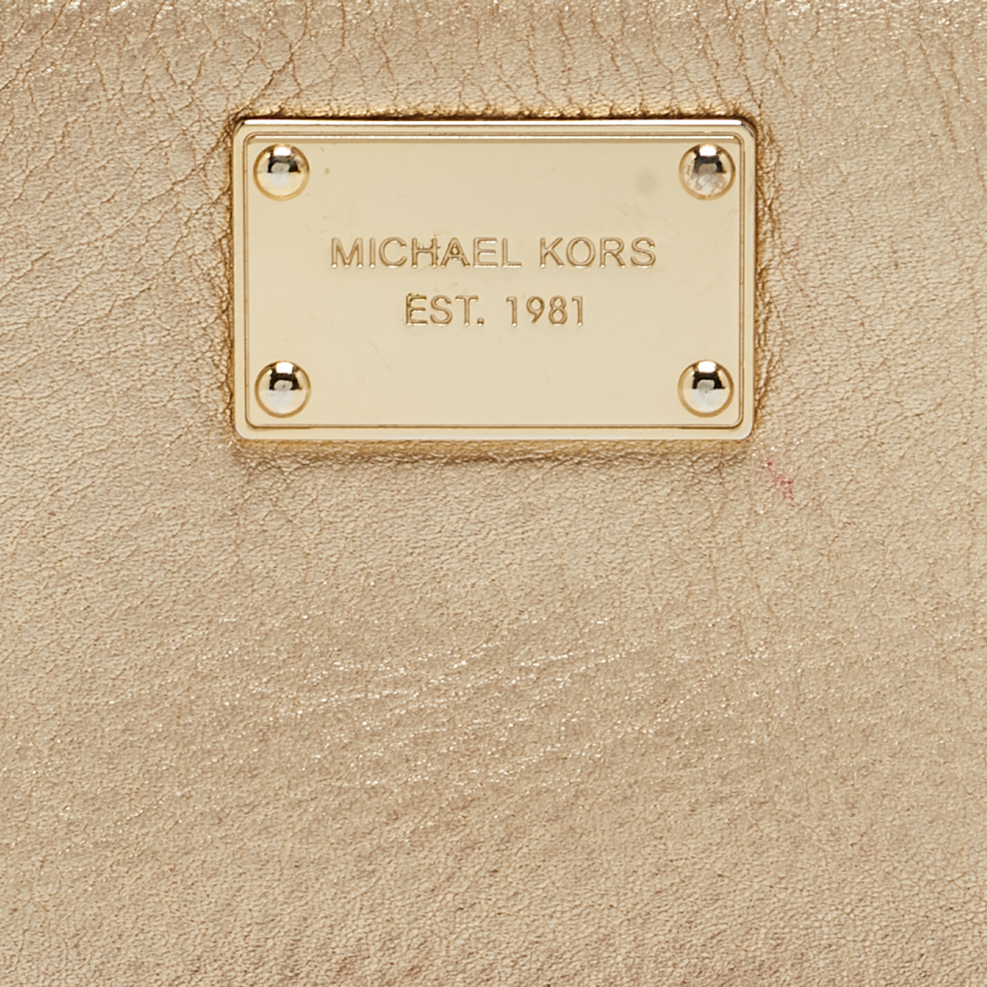 Michael Kors Gold Leather Jet Set Zip Around Continental Wallet
