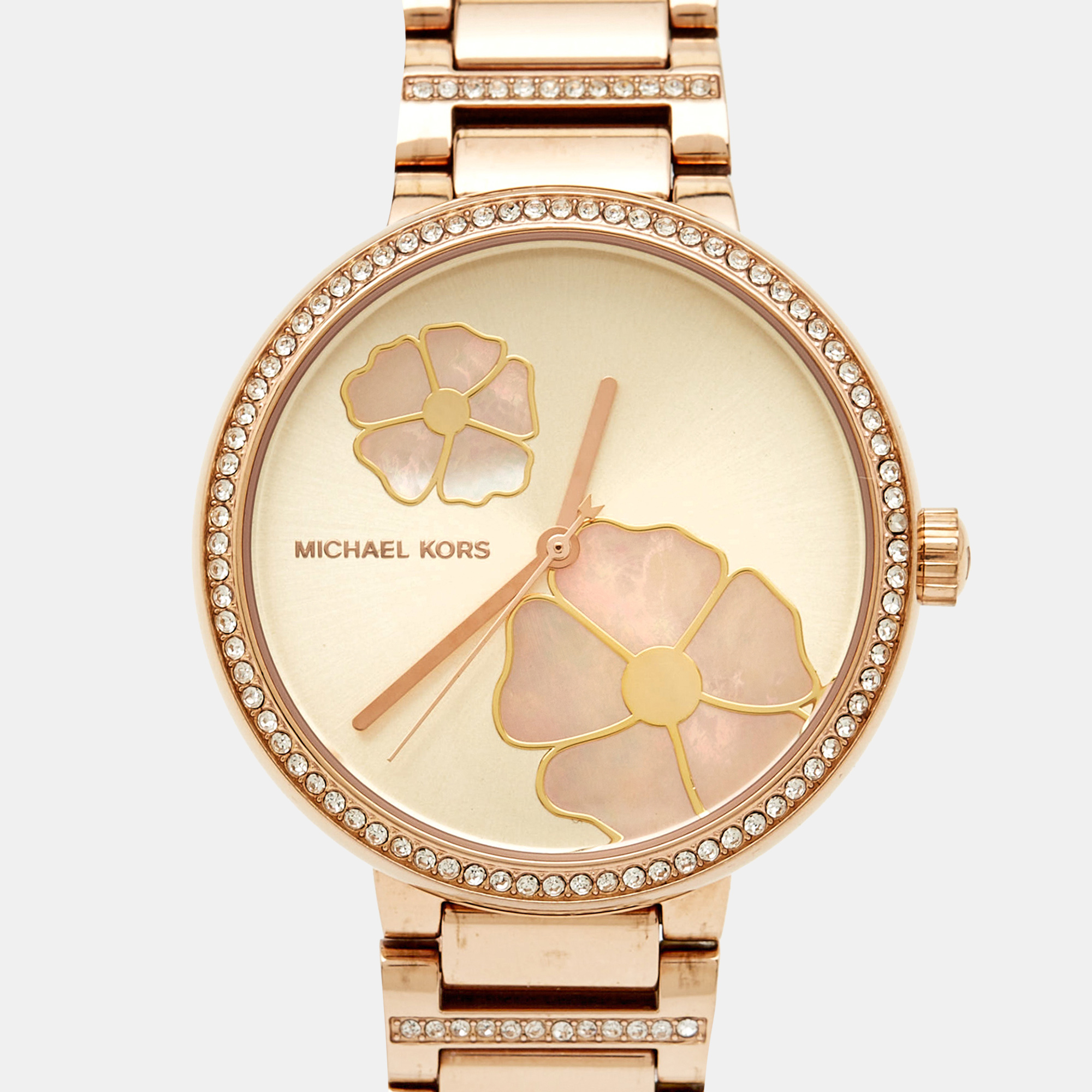 Michael Kors Champagne Mother Of Pearl Gold PVD Coated Stainless Steel Courtney MK3836 Women's Wristwatch 36 Mm