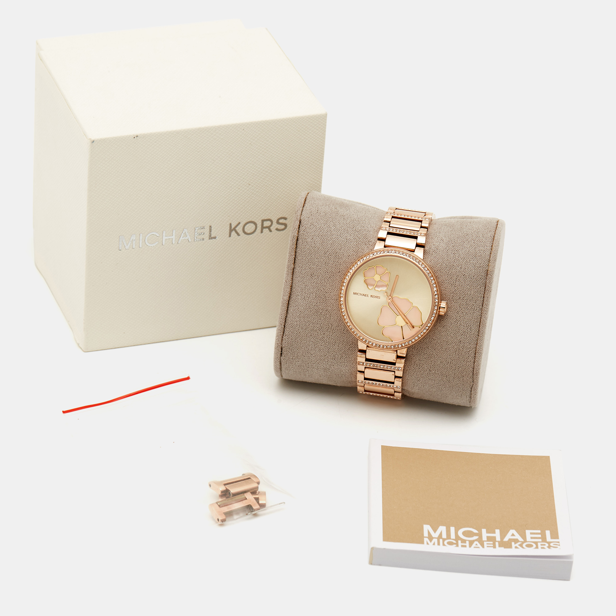 Michael Kors Champagne Mother Of Pearl Gold PVD Coated Stainless Steel Courtney MK3836 Women's Wristwatch 36 Mm