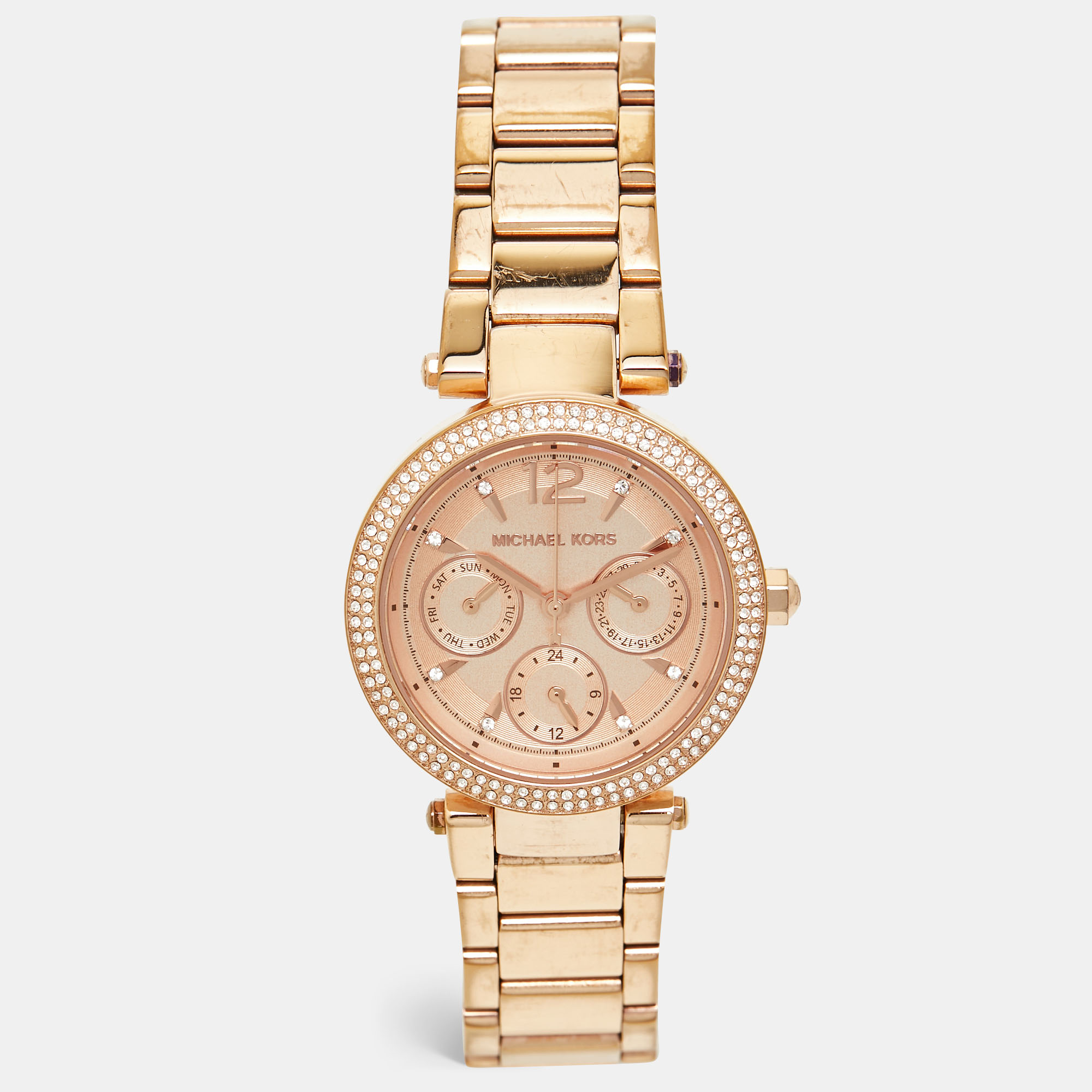 Michael Kors Champagne Rose Gold Plated Stainless Steel MK6352 Women's Wristwatch
Michael Kors Champagne Rose Gold Plated Stainless Steel MK6352 Women's Wristwatch