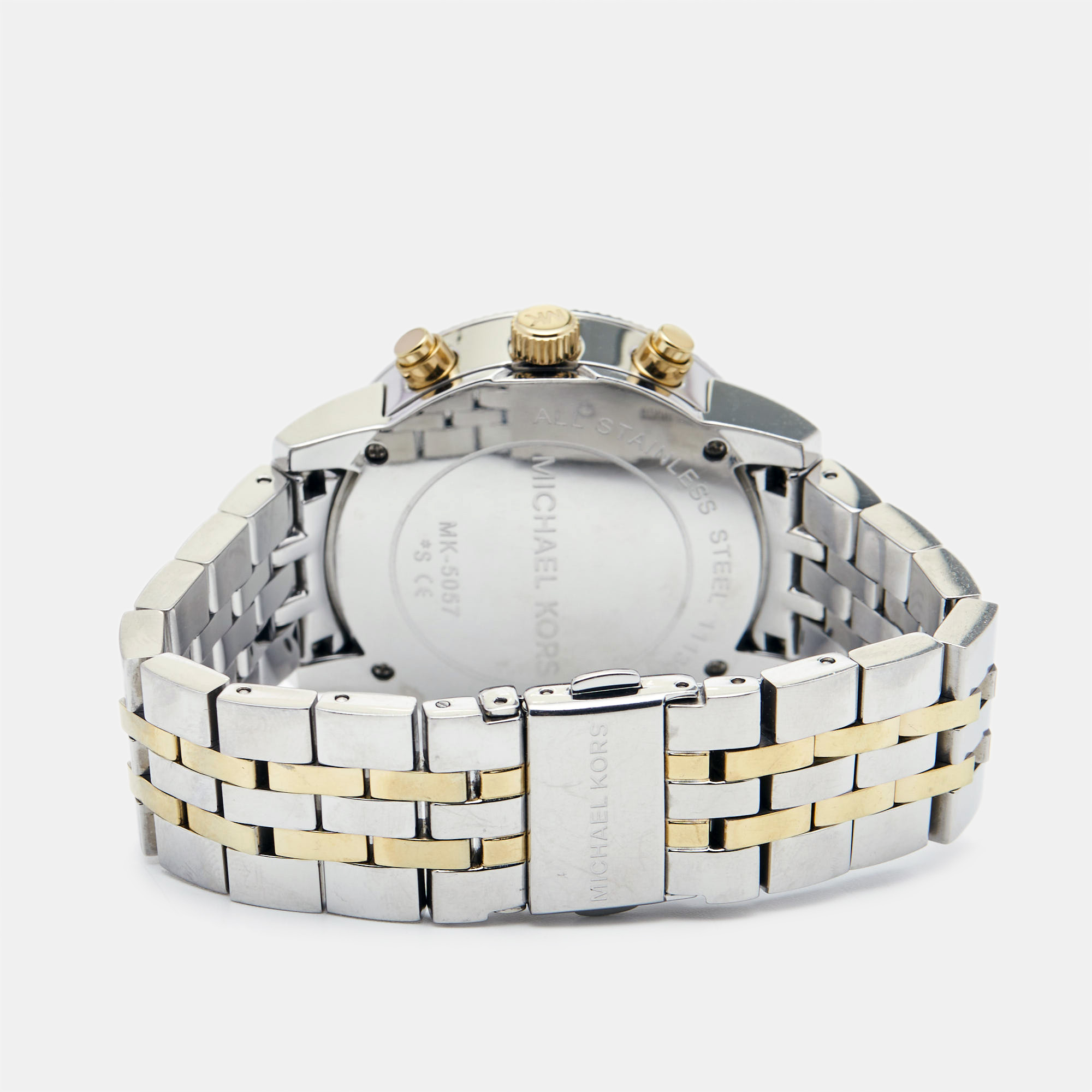 Michael Kors White Mother Of Pearl Two-Tone Stainless Steel Jet Set Series MK5057 Women's Wristwatch 36 Mm