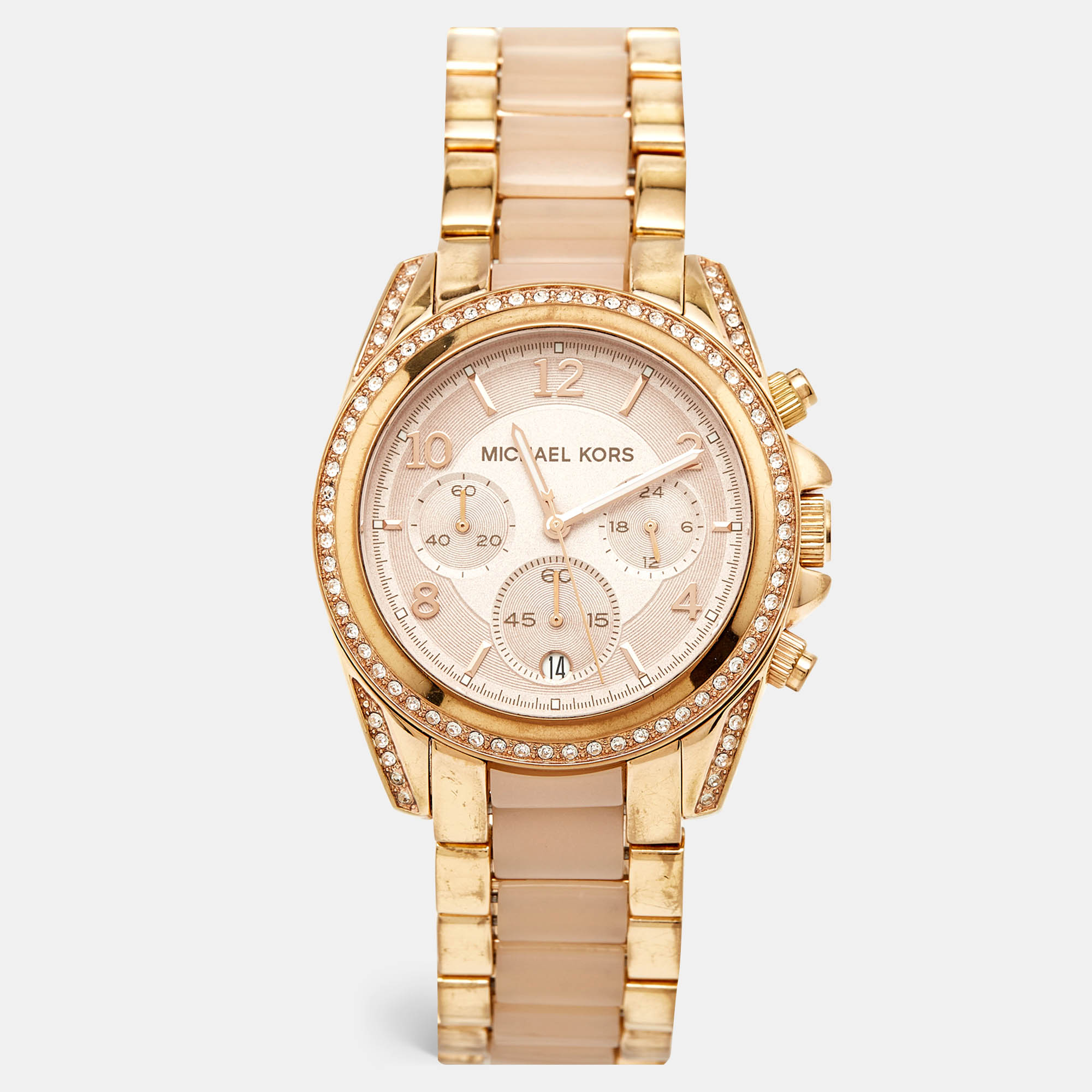 

Michael Kors Champagne Gold Plated Stainless Steel Acetate Blair MK5943 Women's Wristwatch