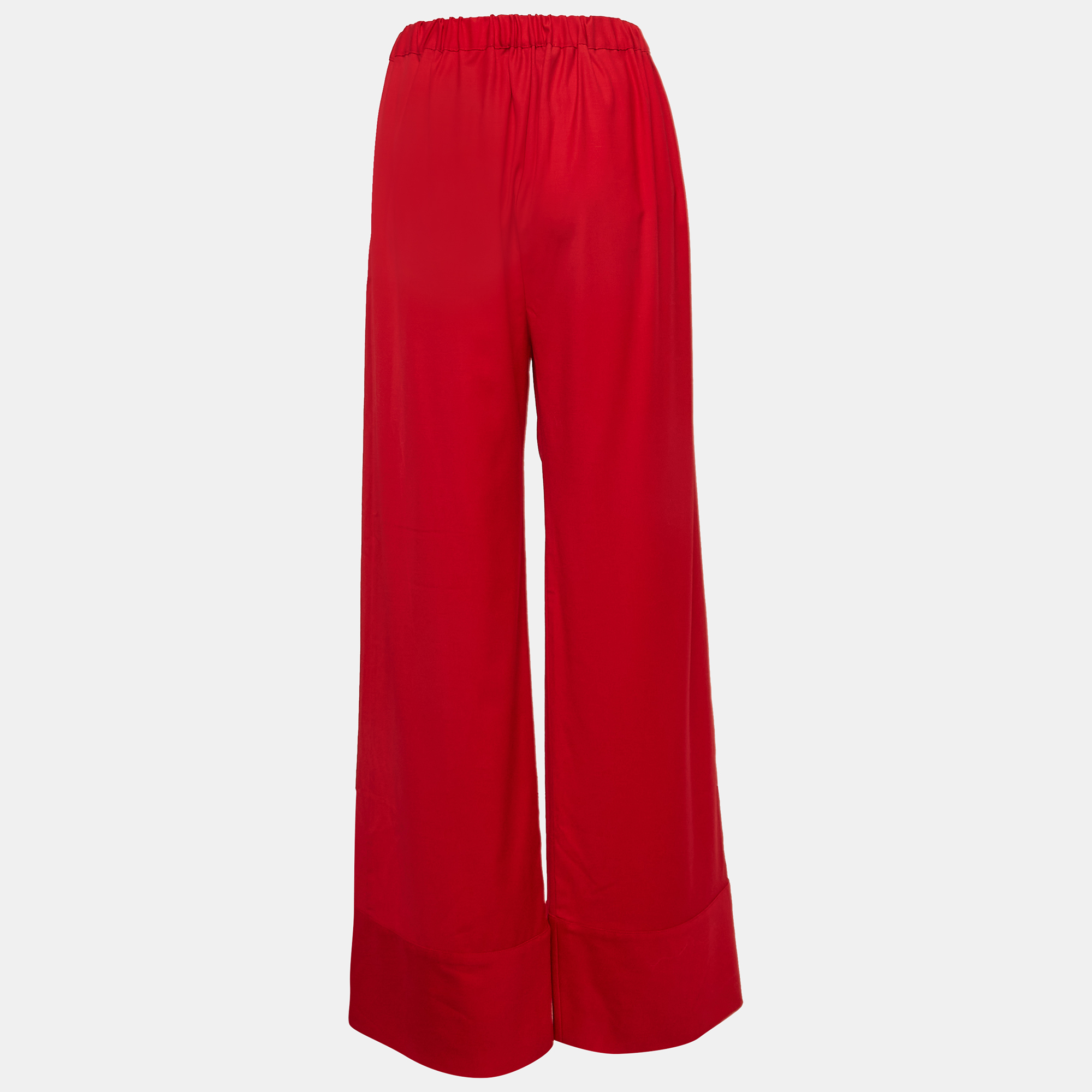 Michael Lo Sordo Red Wool Wide Leg Pants M