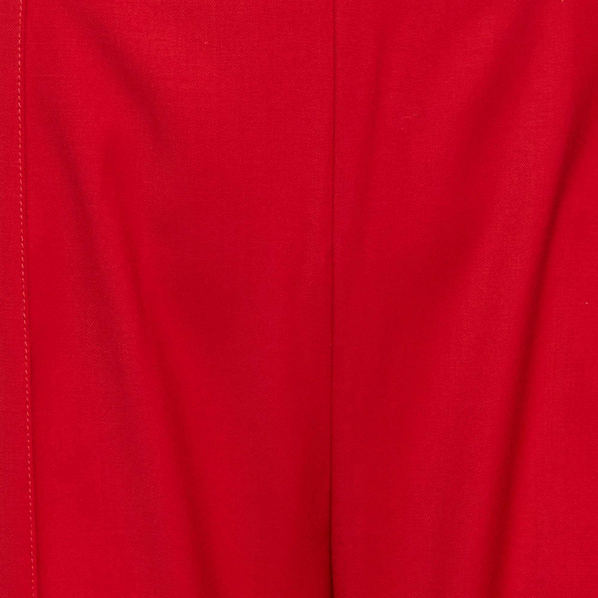 Michael Lo Sordo Red Wool Wide Leg Pants M