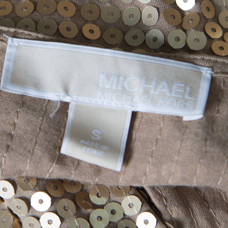 Michael Michael Kors Gold Sequined Wrap Dress S
