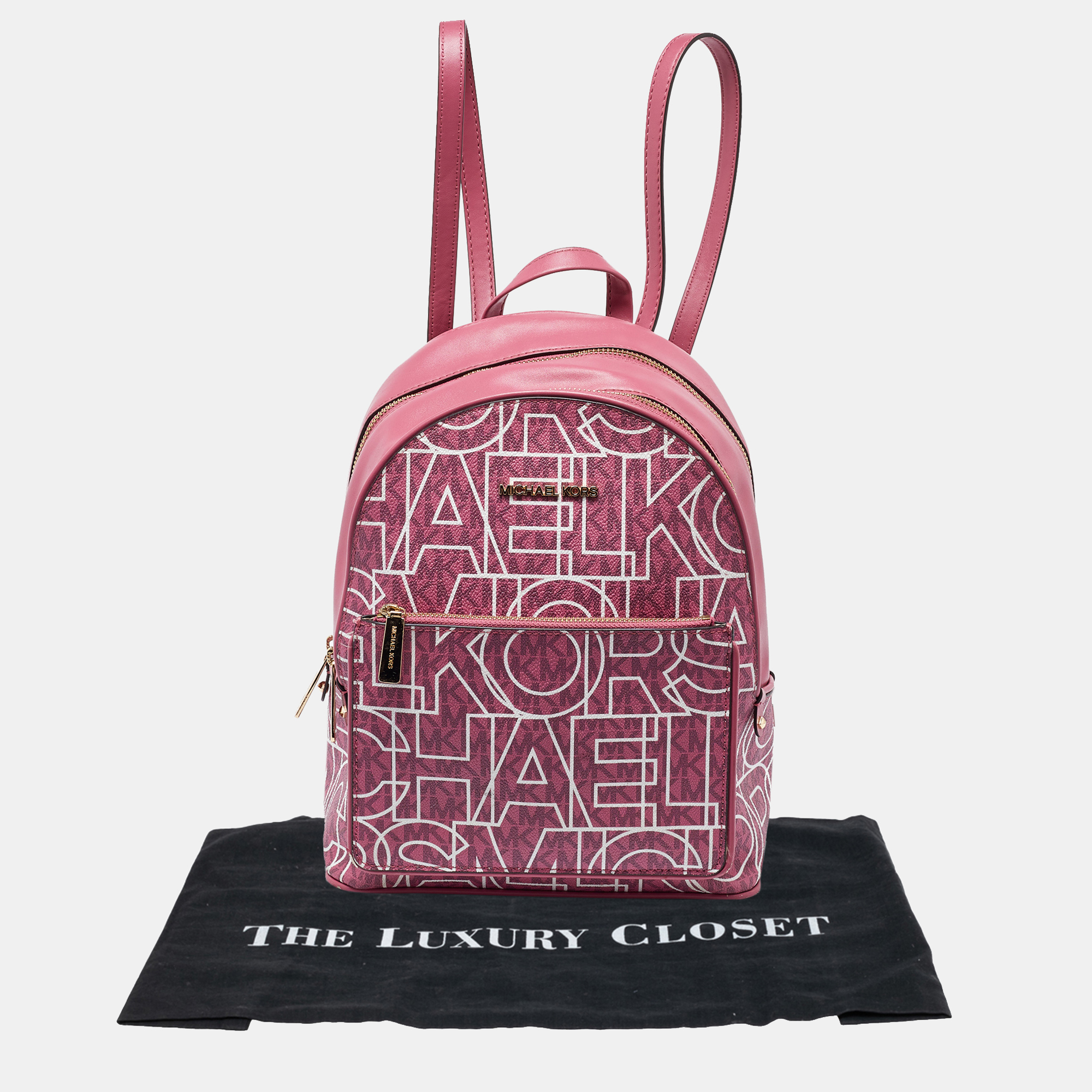 MICHAEL Michael Kors Pink Signature Coated Canvas And Leather Backpack