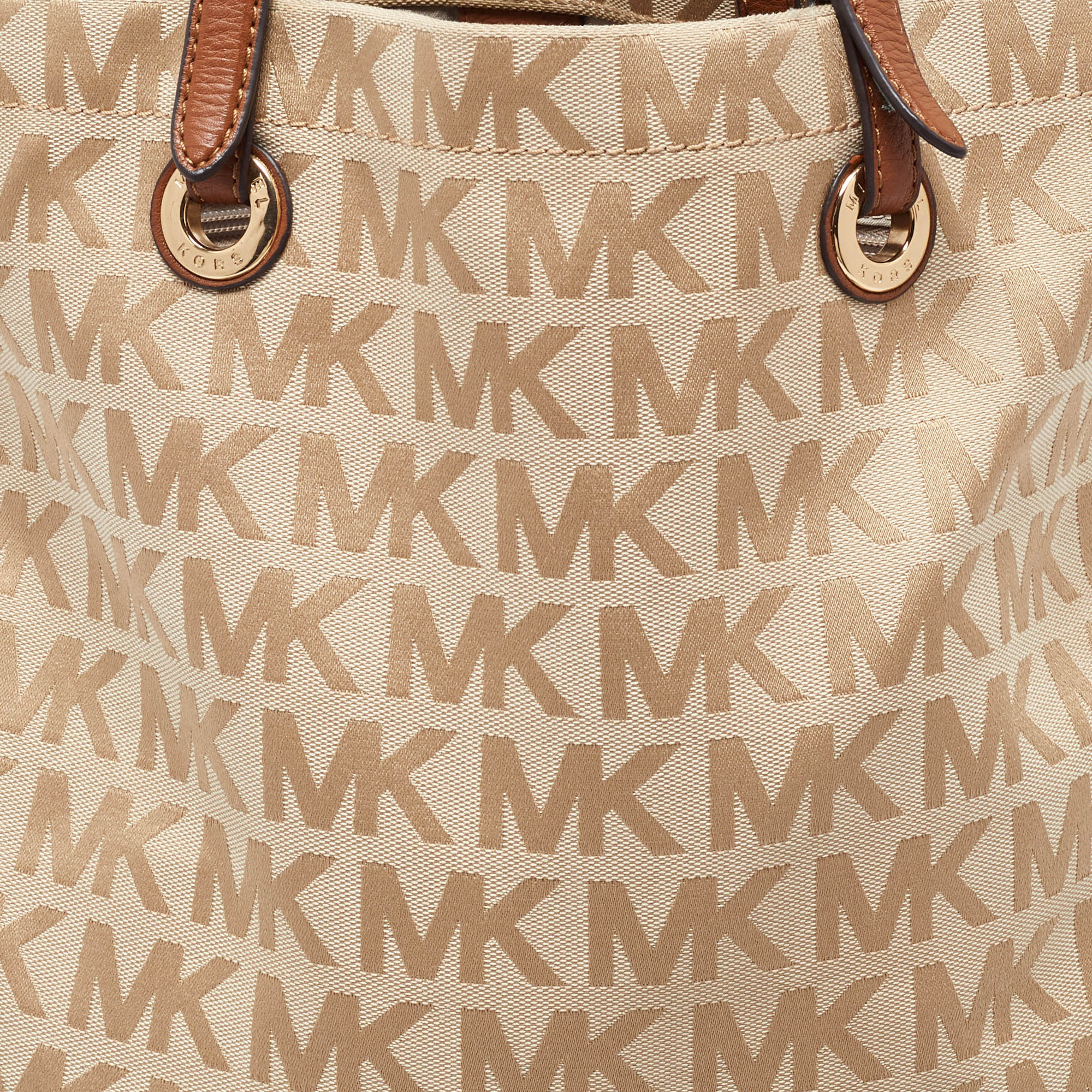 MICHAEL Michael Kors Beige/Brown Signature Canvas And Leather North South Tote