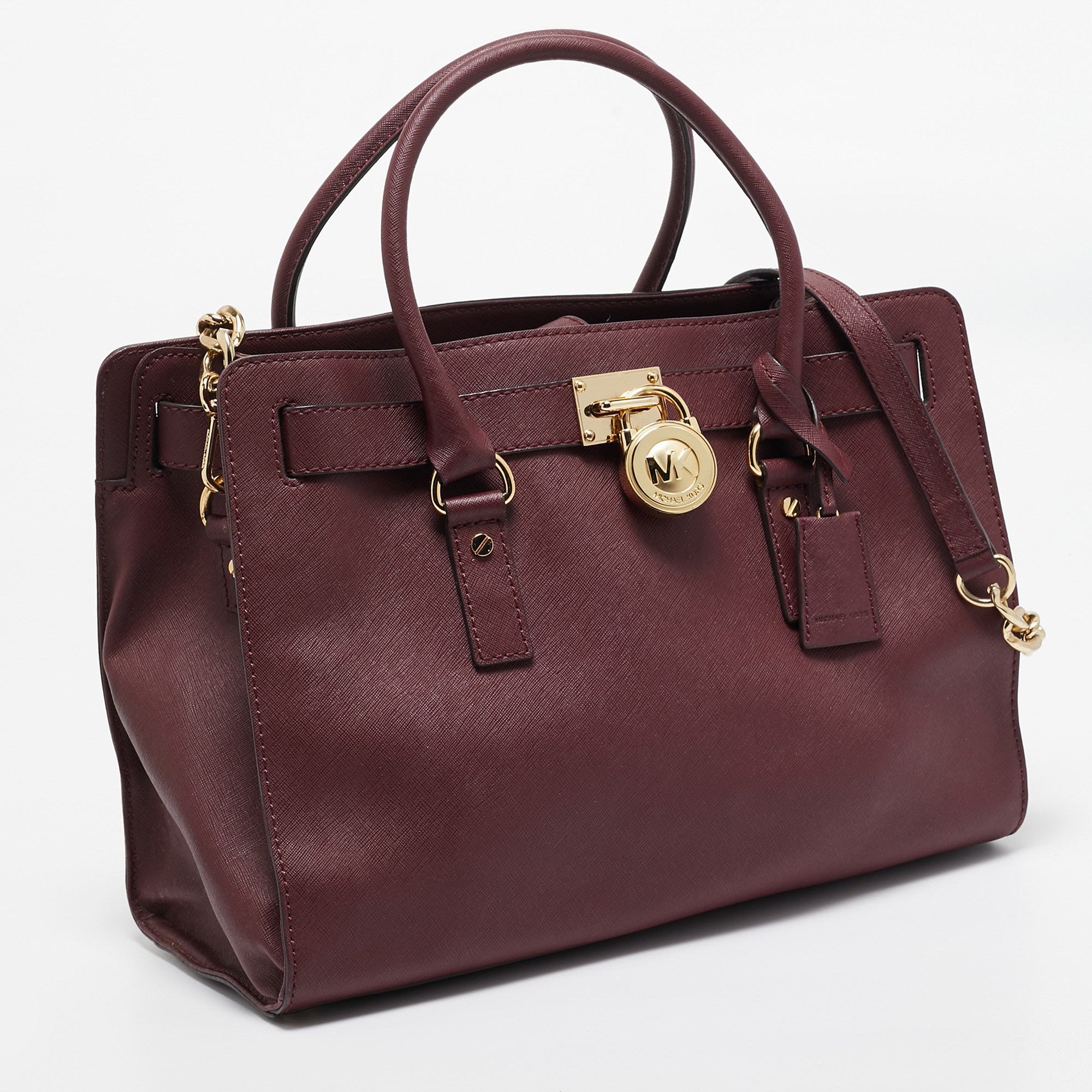 Michael Michael Kors Burgundy Leather Large East West Hamilton Tote