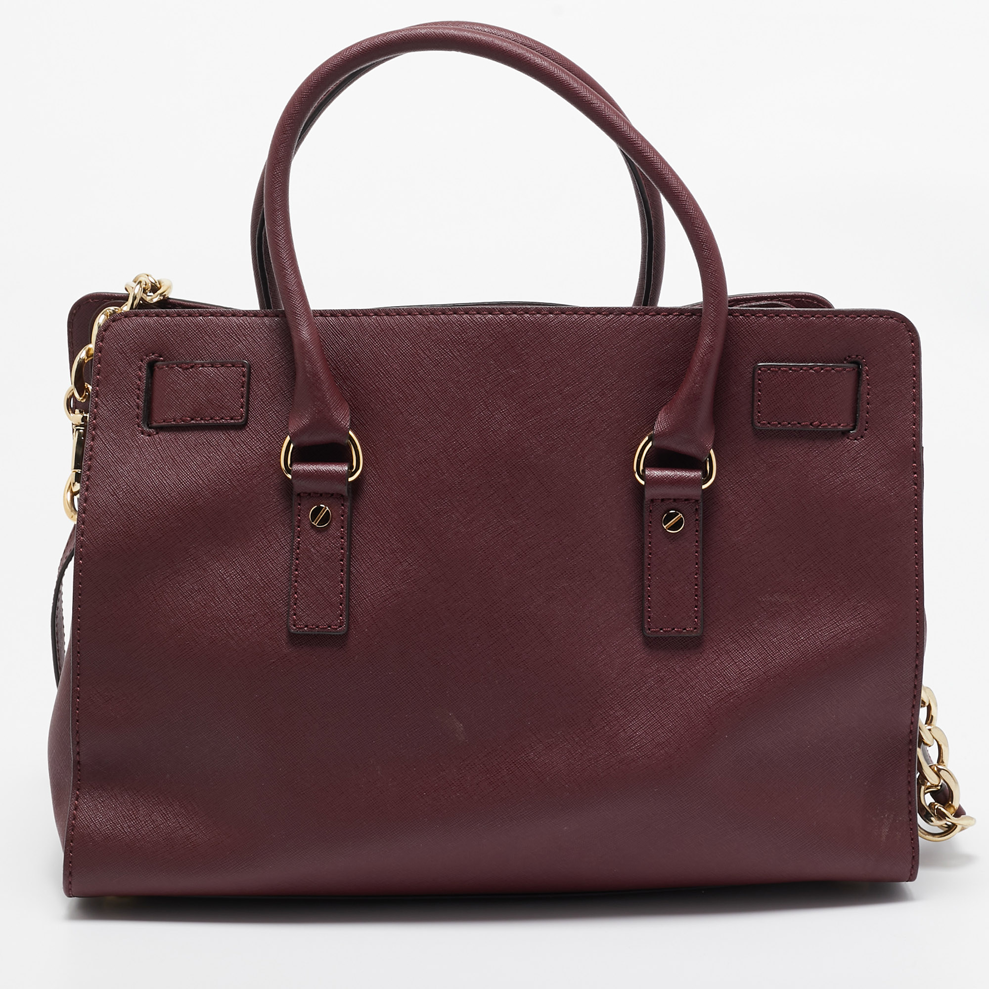 Michael Michael Kors Burgundy Leather Large East West Hamilton Tote