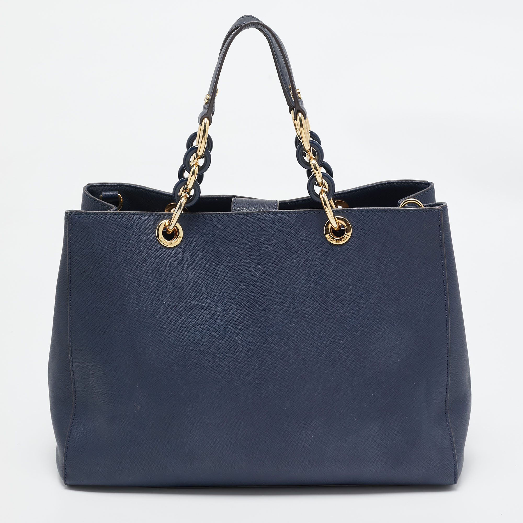 MICHAEL Michael Kors Navy Blue Leather Cynthia Tote