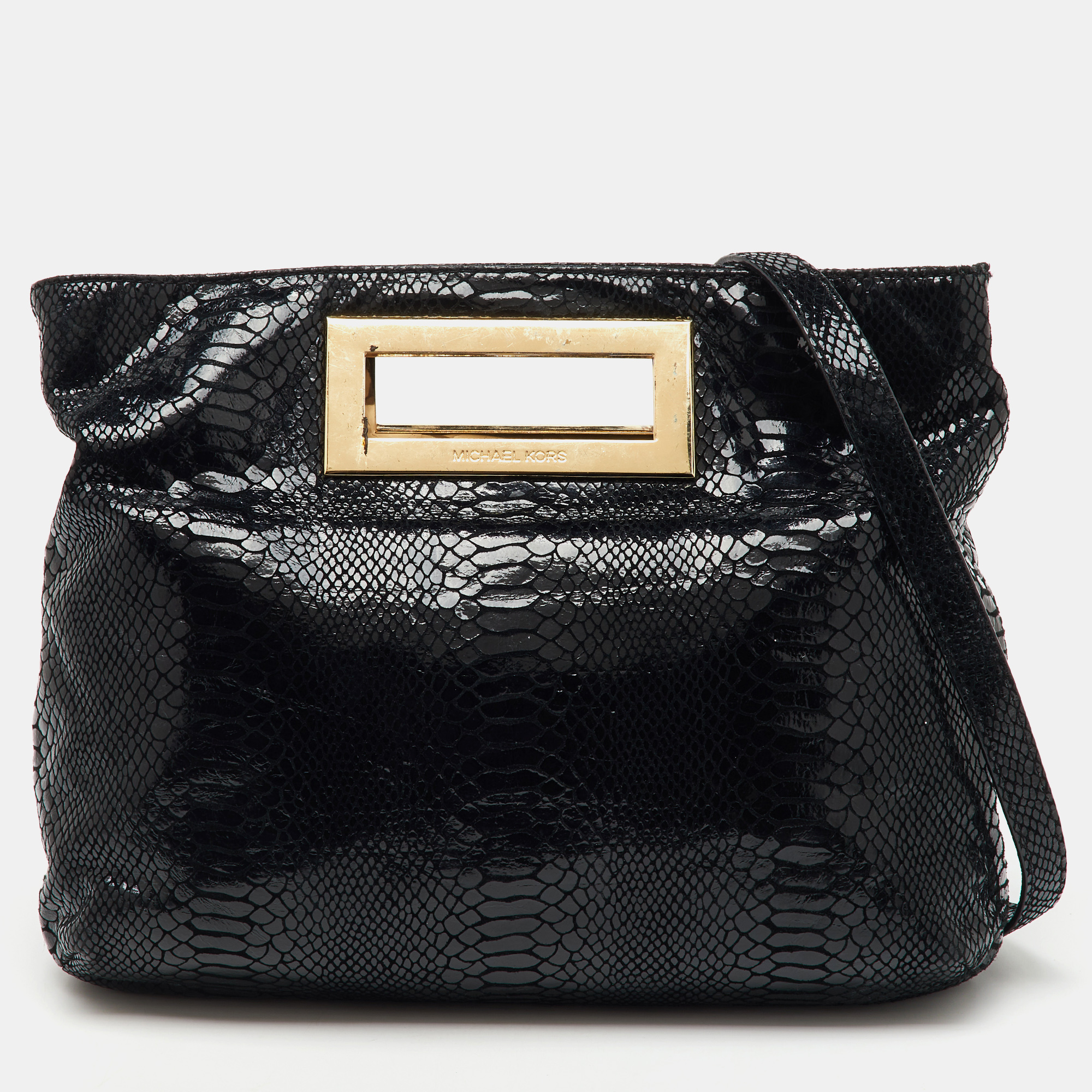 MICHAEL Michael Kors Black Python Effect Leather Frame Foldover Crossbody Bag
MICHAEL Michael Kors Black Python Effect Leather Frame Foldover Crossbody Bag