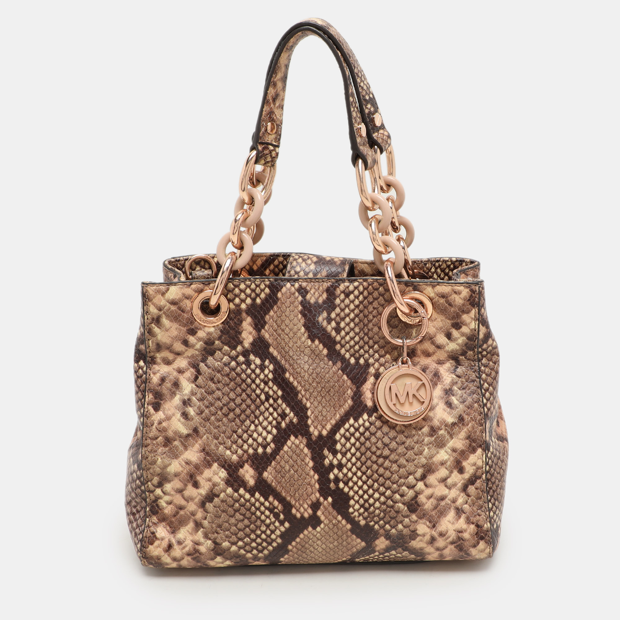 MICHAEL Michael Kors Brown Python Embossed Leather Small Cynthia Satchel, Beige
MICHAEL Michael Kors Brown Python Embossed Leather Small Cynthia Satchel, Beige