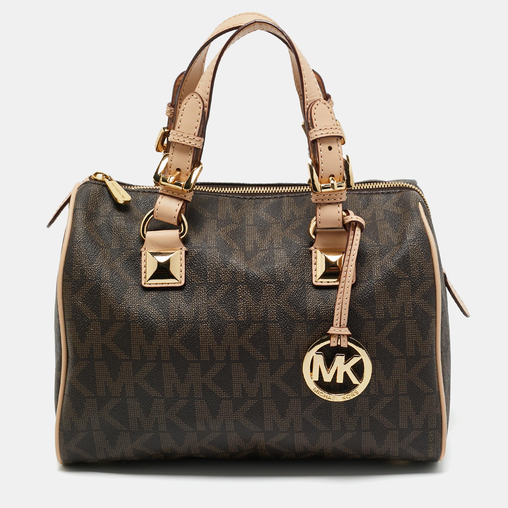 MICHAEL Michael Kors Brown/Beige Signature Coated Canvas and Leather Grayson Boston Bag
MICHAEL Michael Kors Brown/Beige Signature Coated Canvas and Leather Grayson Boston Bag