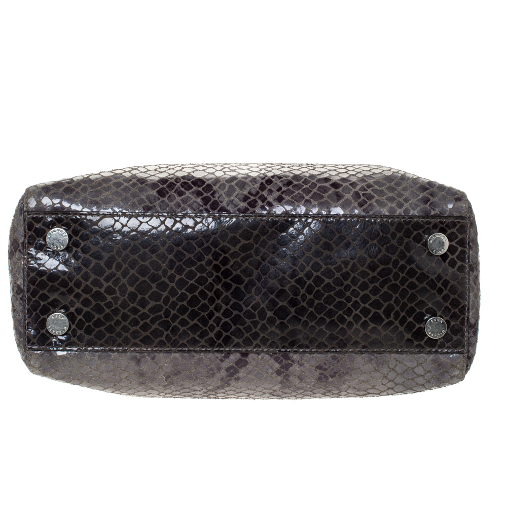 MICHAEL Michael Kors Grey Python Embossed Leather Satchel