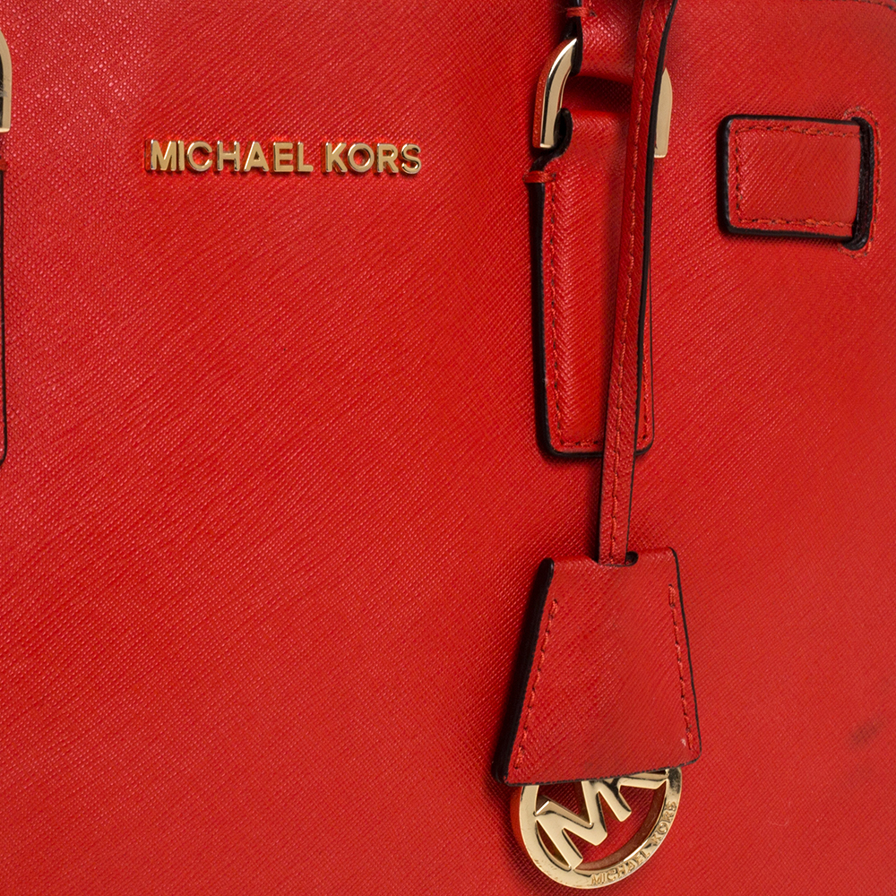 Michael Michael Kors Red Leather Medium Hamilton Tote