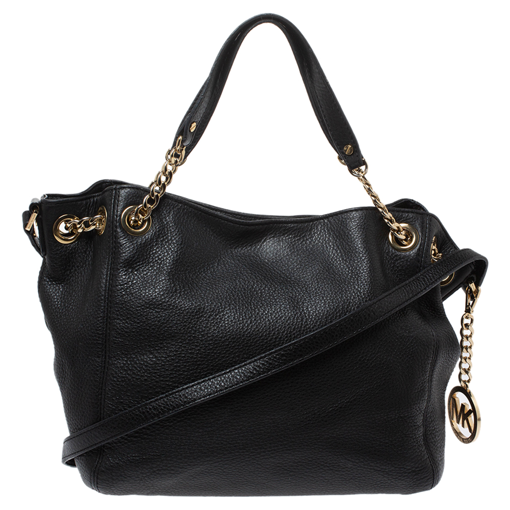Image of MICHAEL Michael Kors Black Leather Chain Shoulder Bag