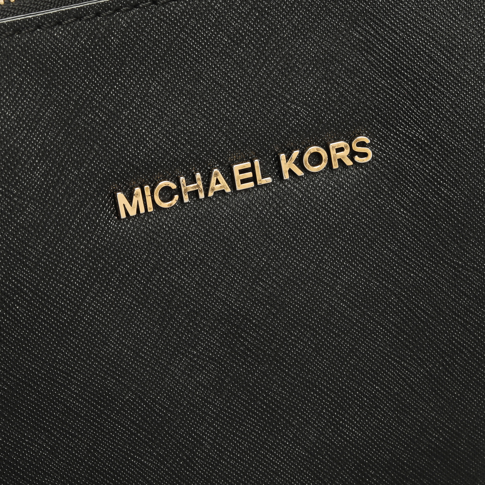 MICHAEL Michael Kors Black Leather Medium Jet Set Top Zip Tote