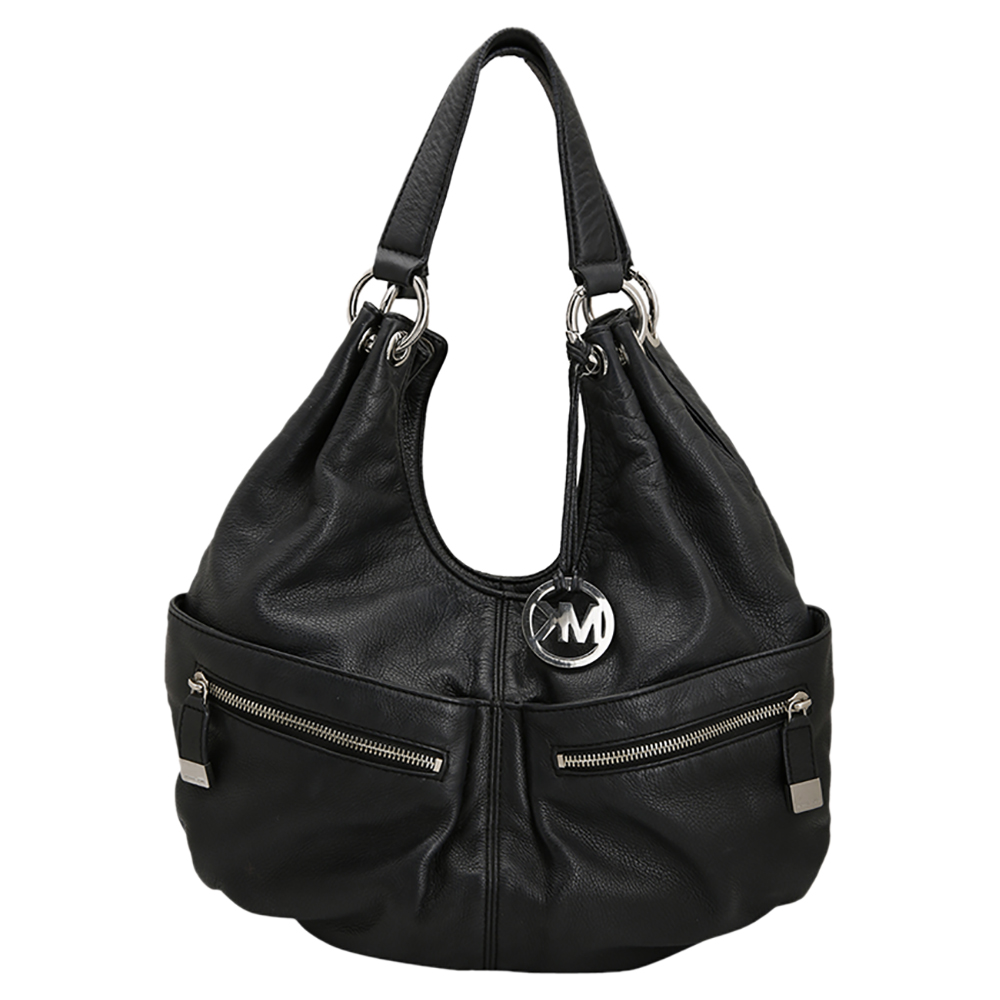 Image of Michael Kors Black Leather Layton Large Hobo Bag