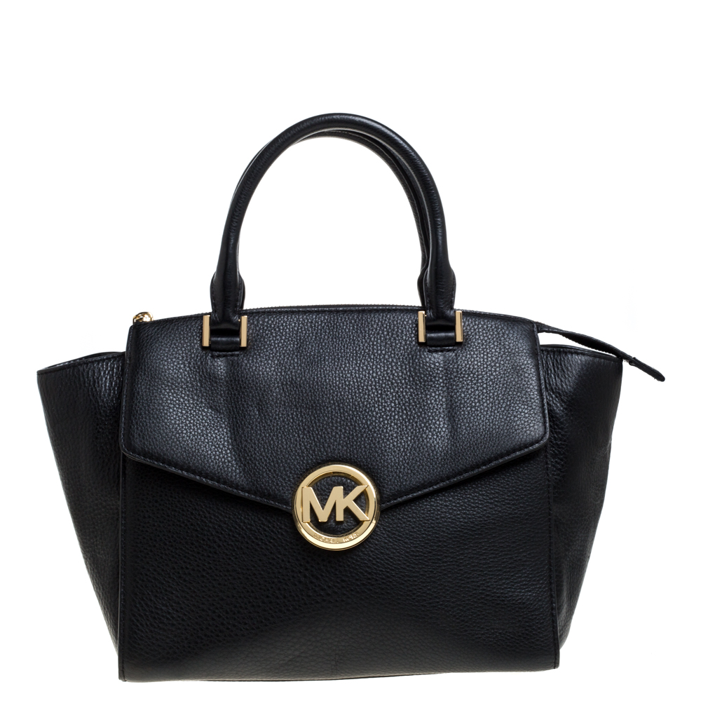 Image of MICHAEL Michael Kors Black Leather Hudson Satchel