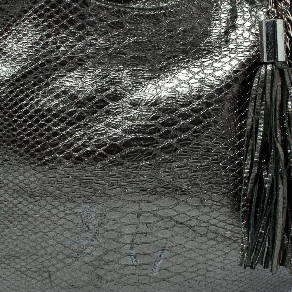 MICHAEL Michael Kors Metallic Python Effect Leather Tassel Chain Detail Satchel