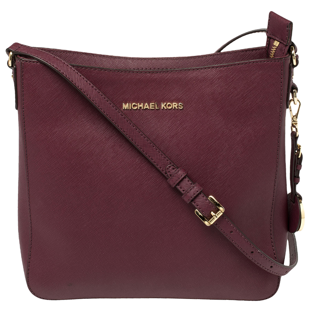 MICHAEL Michael Kors Burgundy Leather Jet Set Messenger Bag