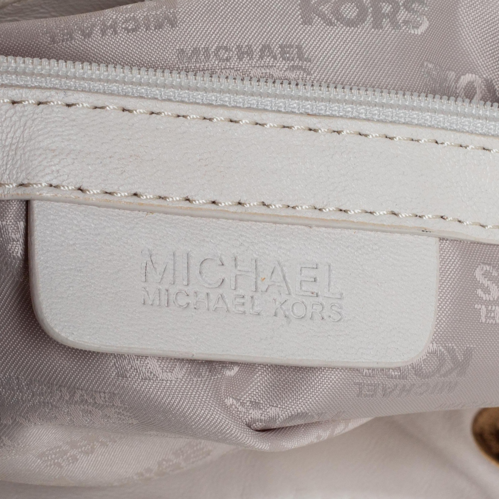 MICHAEL Michael Kors White Pleated Leather Chain Tote