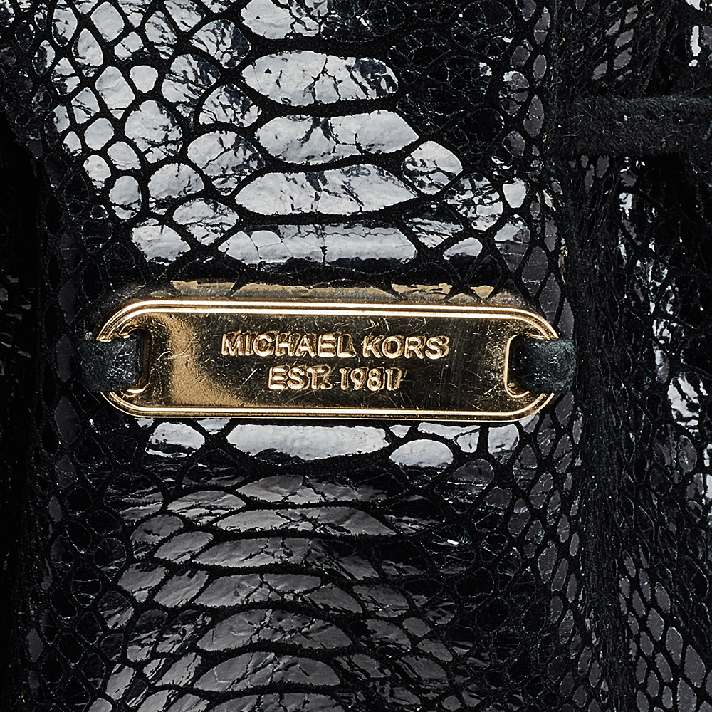 MICHAEL Michael Kors Black Python Embossed Leather Tote