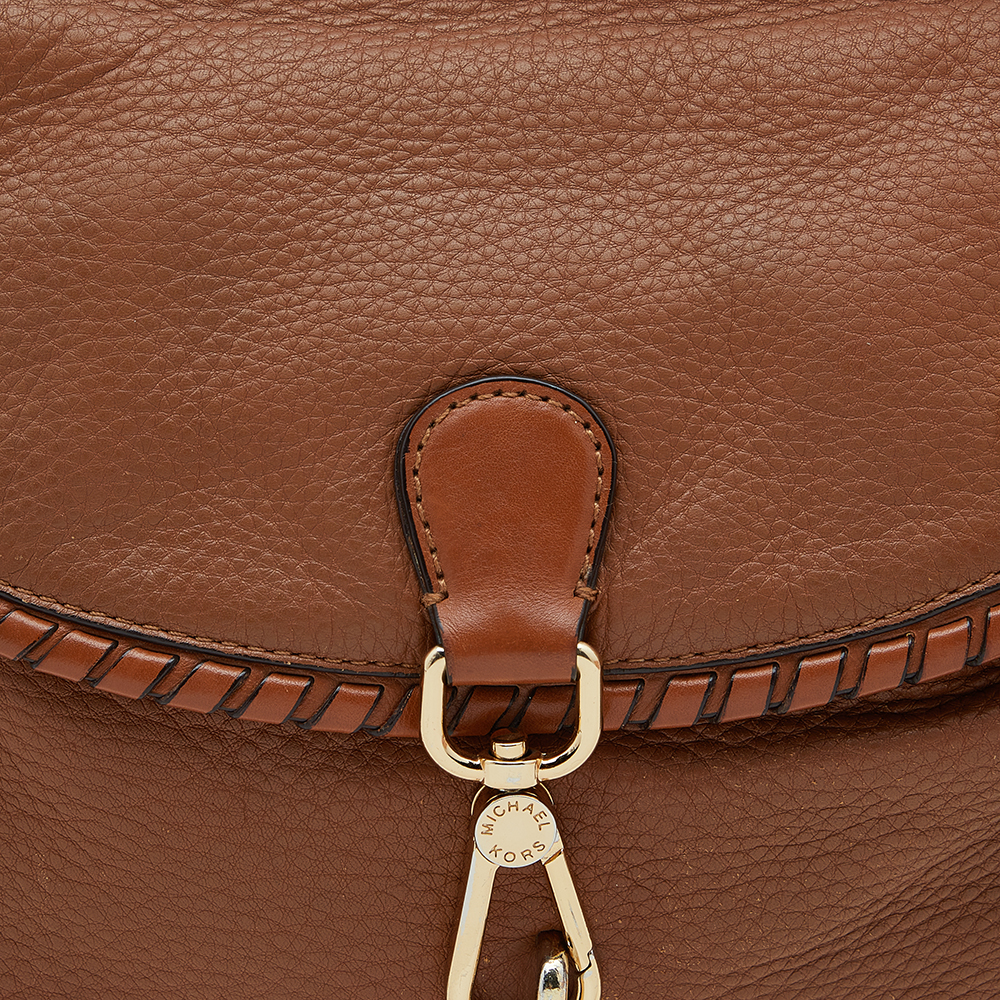 MICHAEL Michael Kors Brown Leather Tassel Braided Flap Top Handle Bag