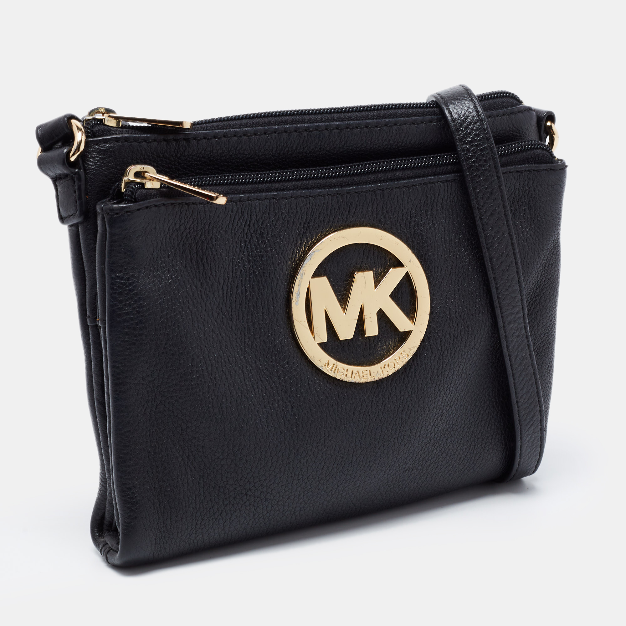 MICHAEL Michael Kors Black Leather Fulton Crossbody Bag