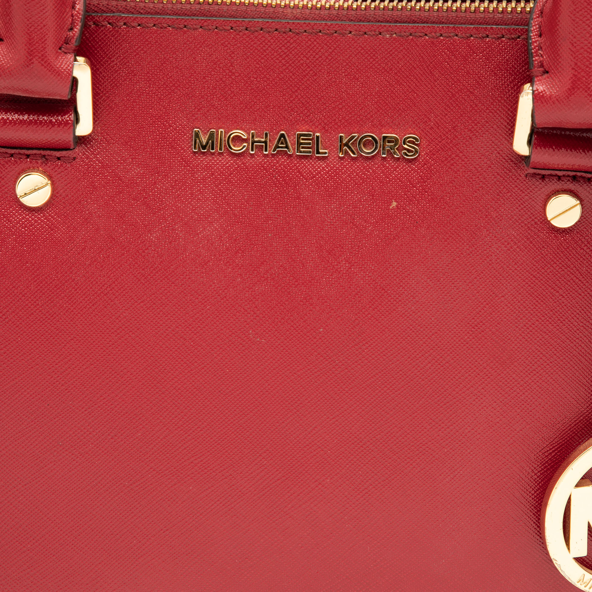 Michael Michael Kors Red Leather Jet Set Double Zip Tote