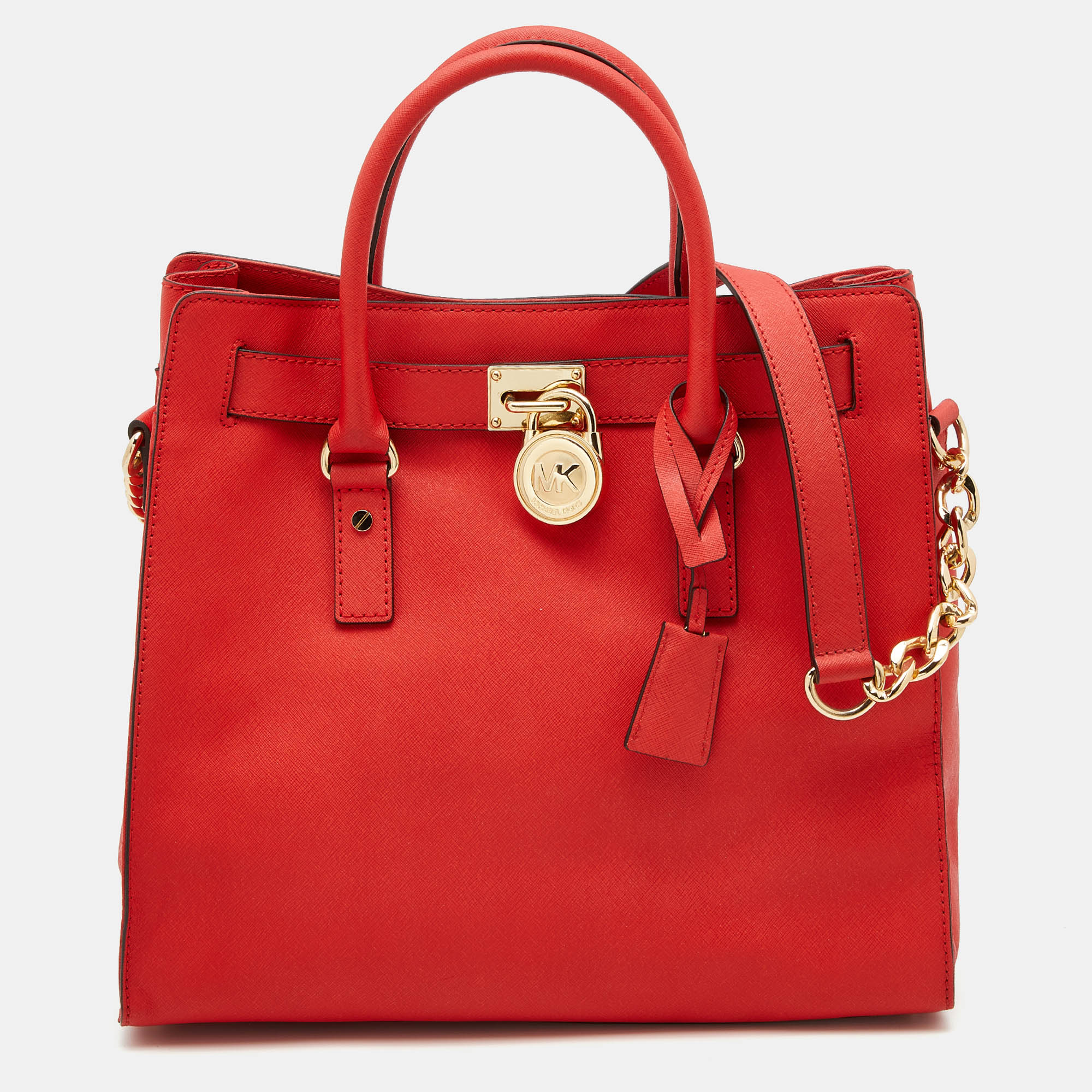 MICHAEL Michael Kors Orange Saffiano Leather Hamilton North South Tote