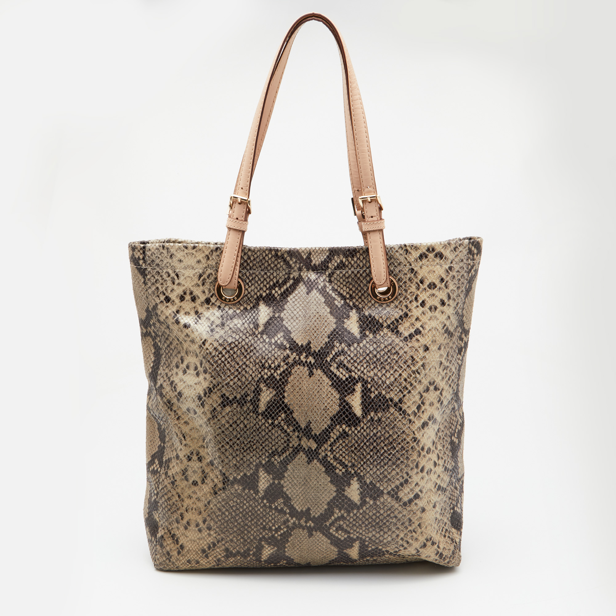 MICHAEL Michael Kors Beige Python Embossed Leather North South Tote