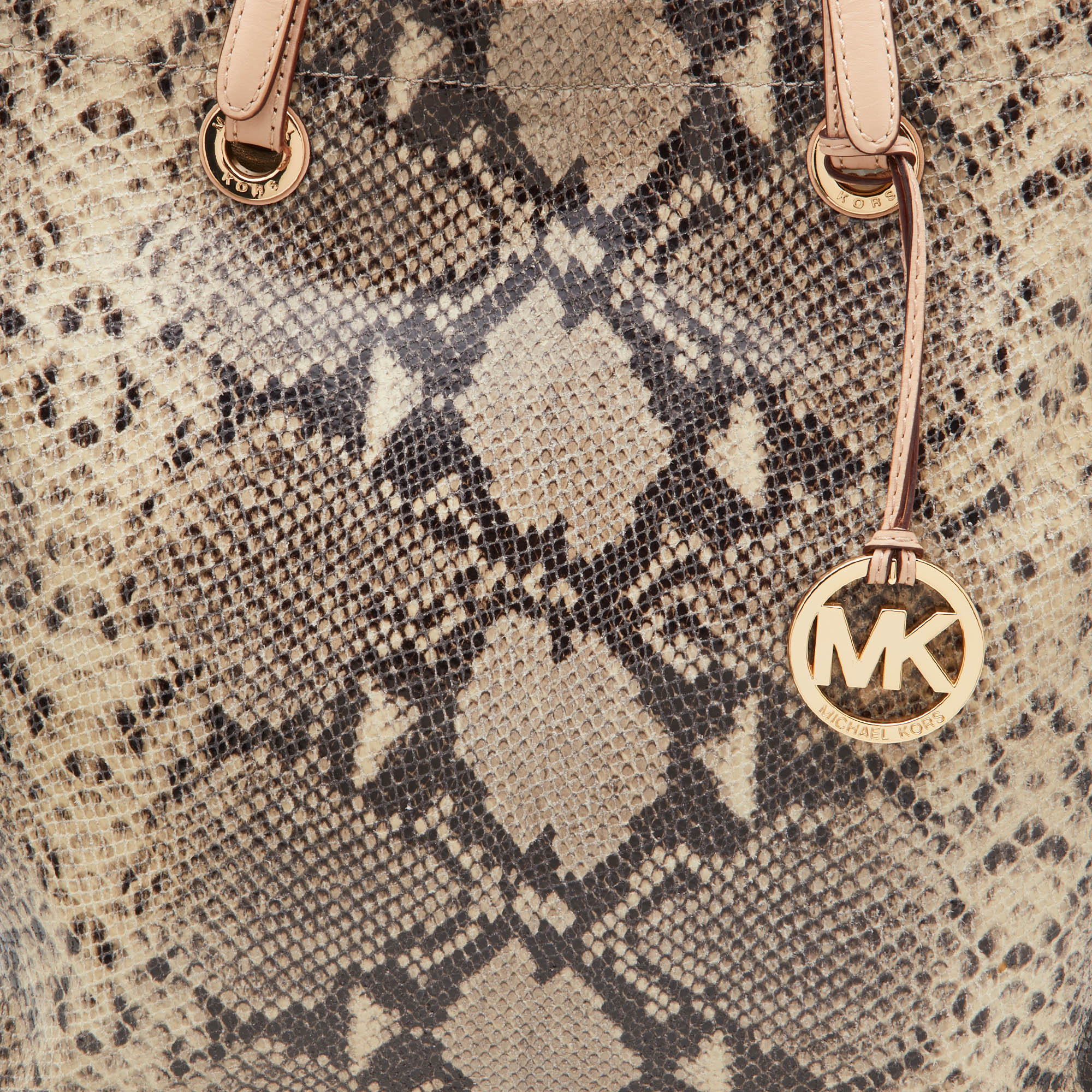 MICHAEL Michael Kors Beige Python Embossed Leather North South Tote