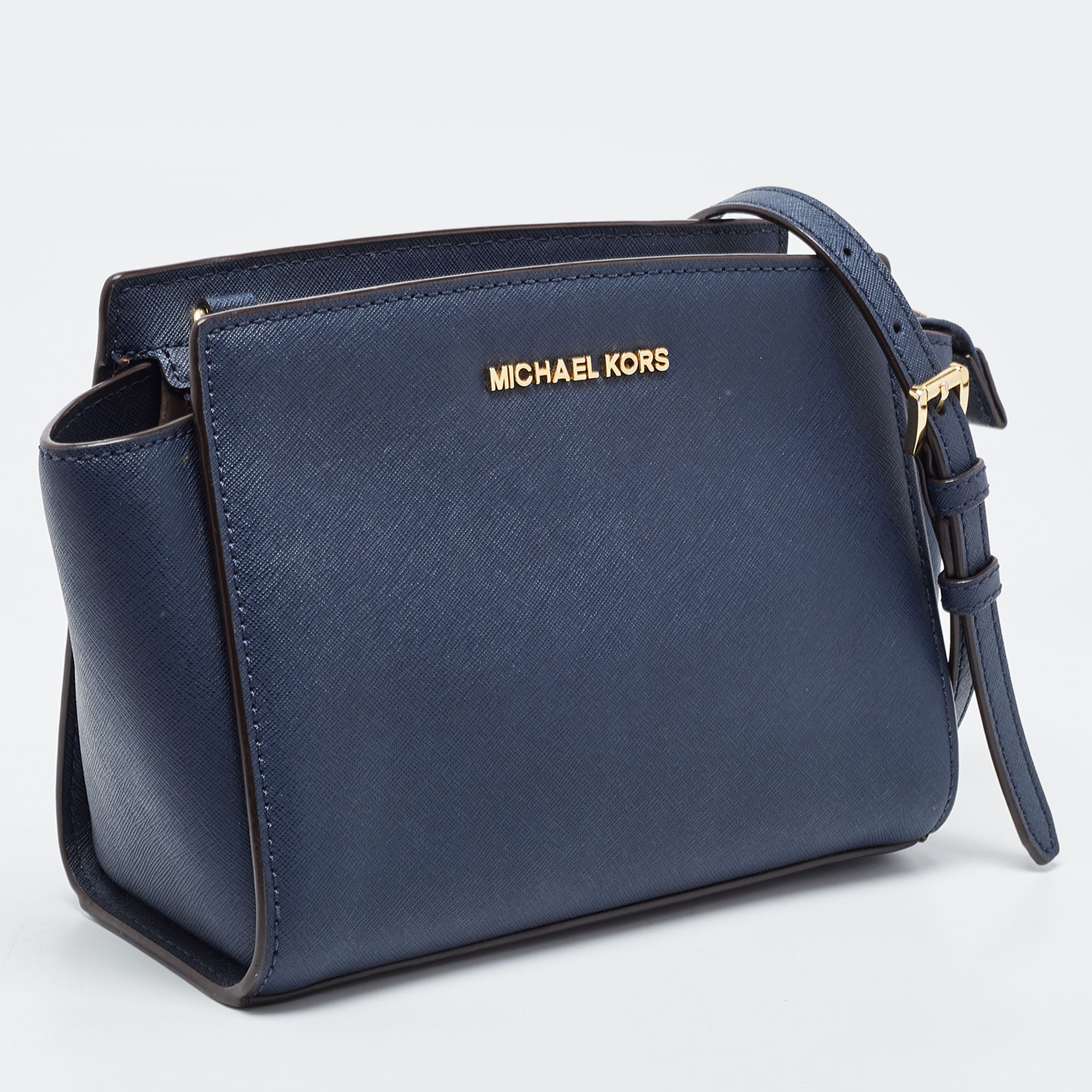 MICHAEL Michael Kors Blue Saffiano Leather Small Selma Crossbody Bag